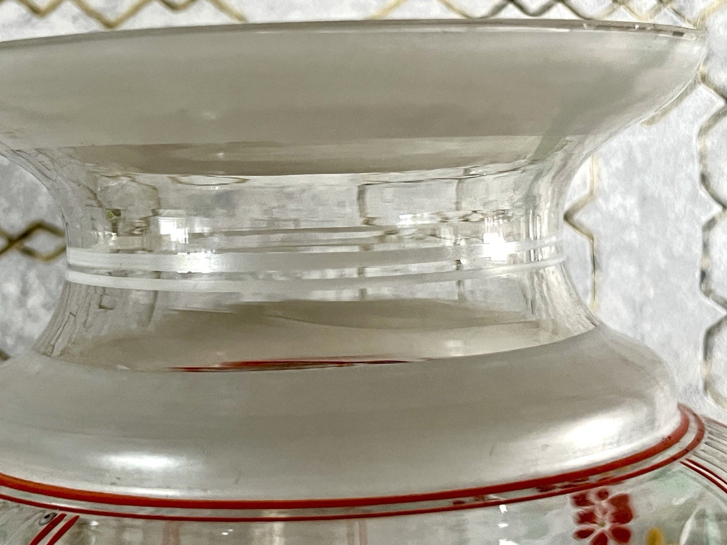 Antik GROẞ Vase Glasvase Art Déco teils satiniert bunte Malerei markant 1930er