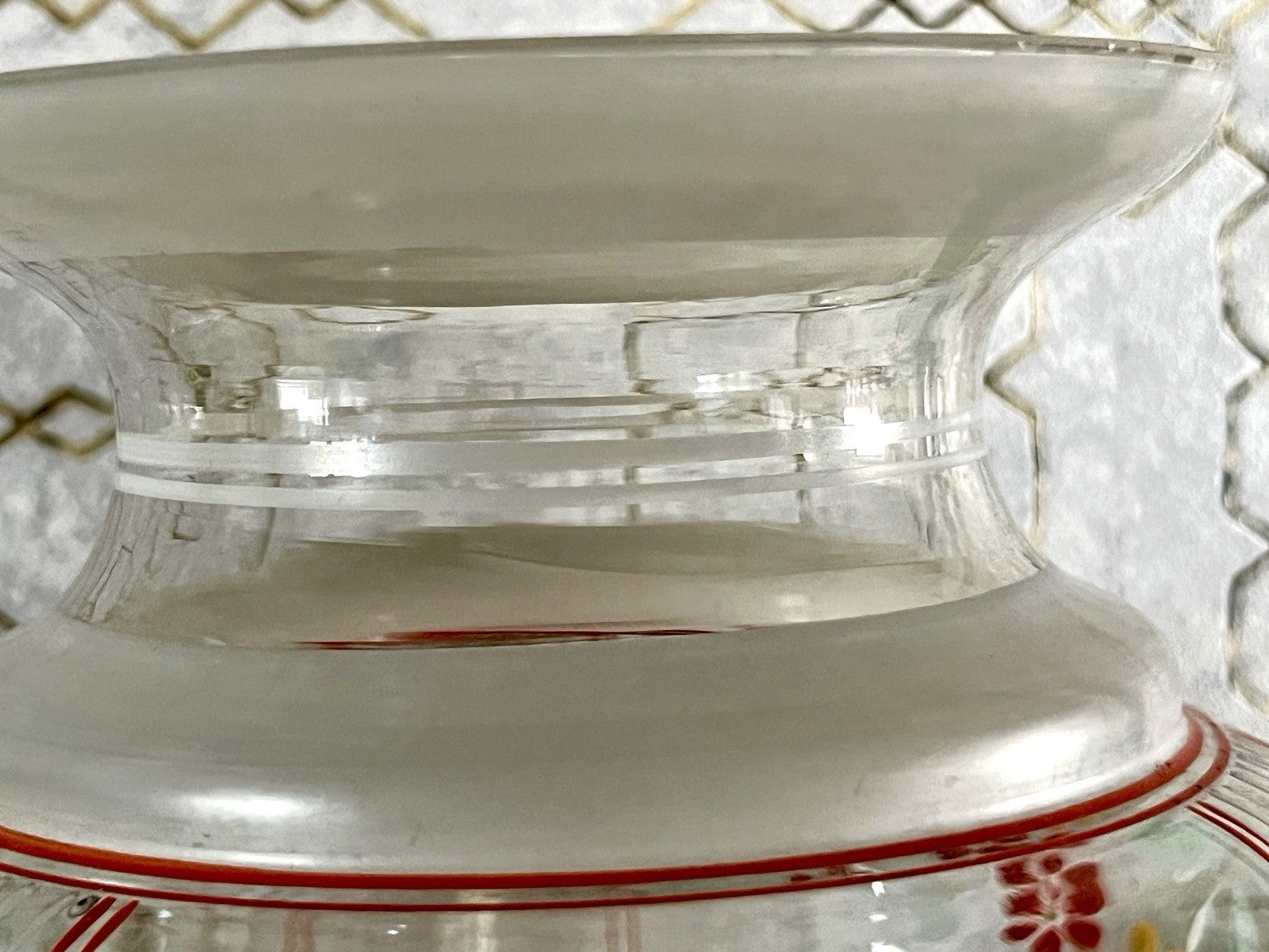 Antik GROẞ Vase Glasvase Art Déco teils satiniert bunte Malerei markant 1930er
