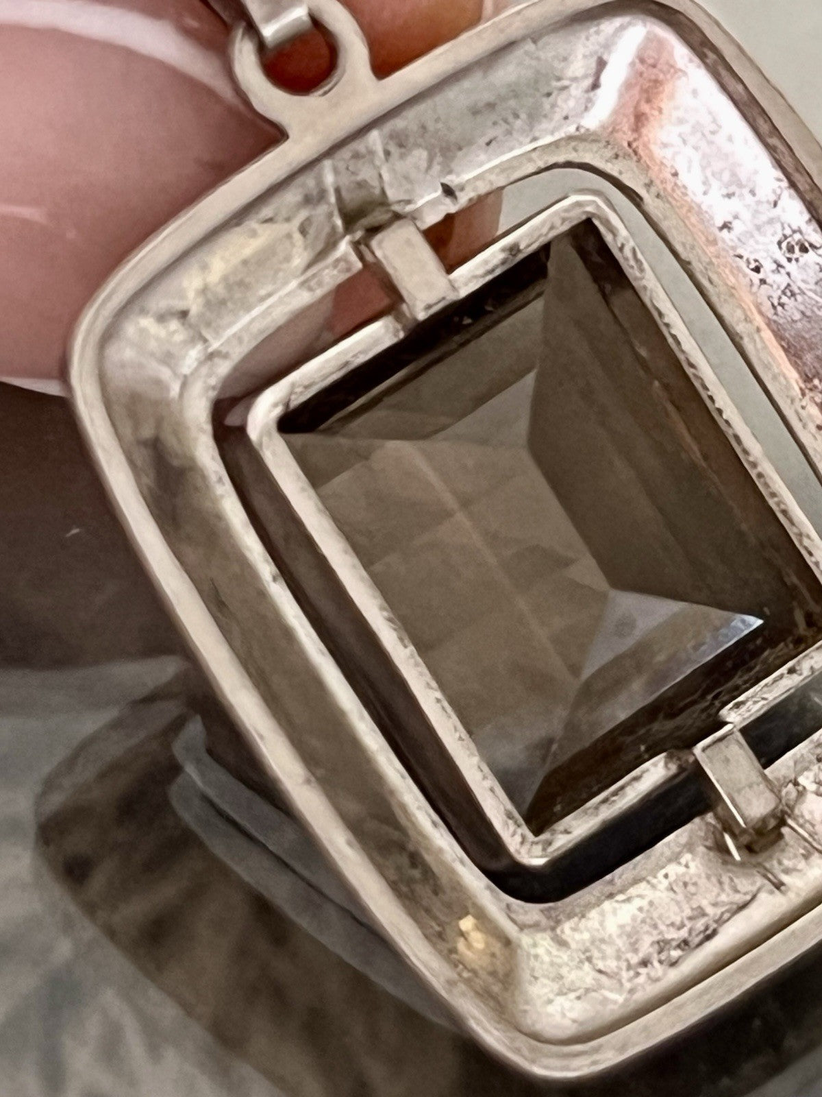 Vintage Alt Kettenanhänger Anhänger 835 K&L Silber vergoldet Rauchquarz?