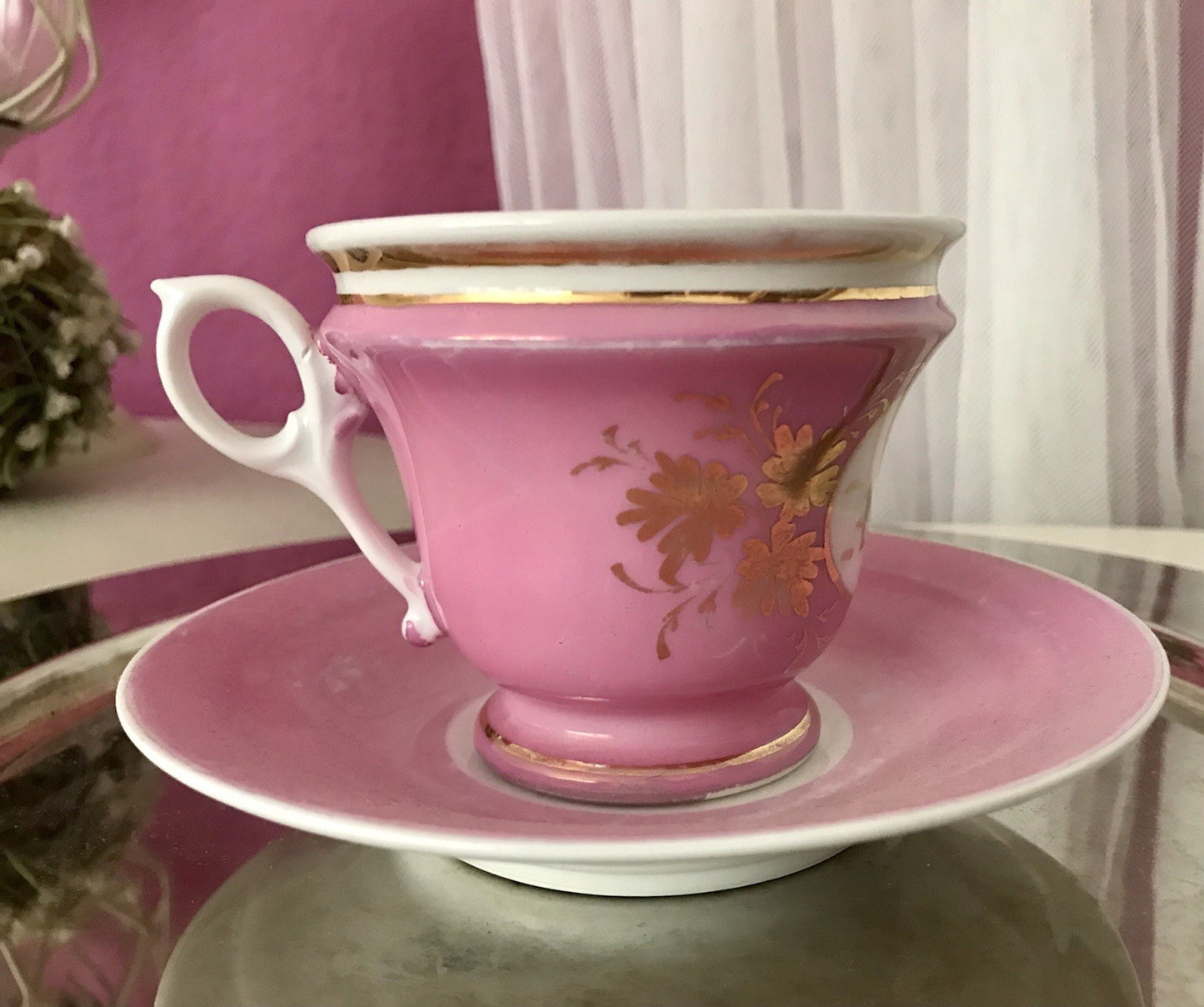 Antik Porzellan Andenken Becher Gedeck Sammeltasse Tasse „Zum Andenken“ Tielsch