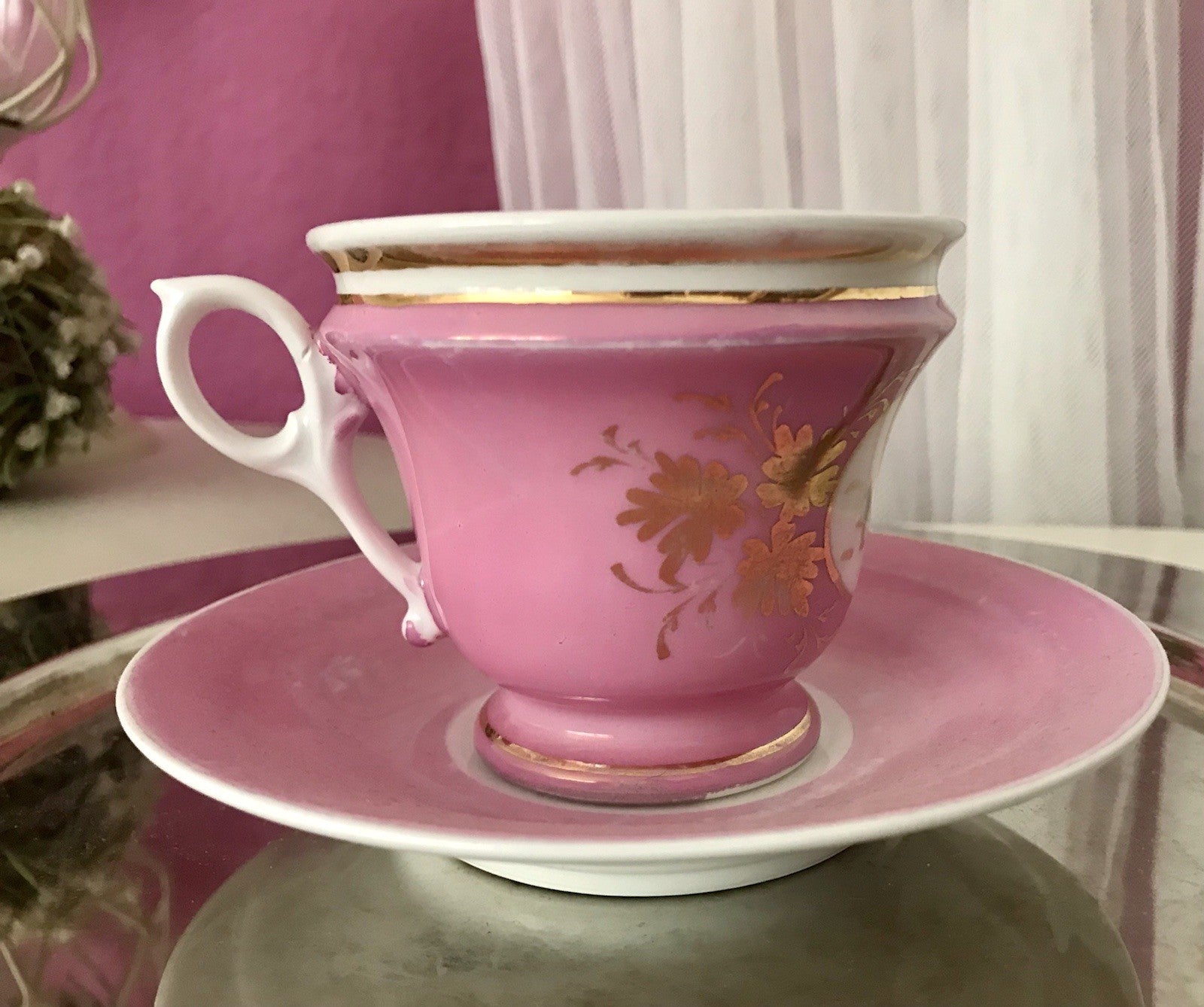 Antik Porzellan Andenken Becher Gedeck Sammeltasse Tasse „Zum Andenken“ Tielsch