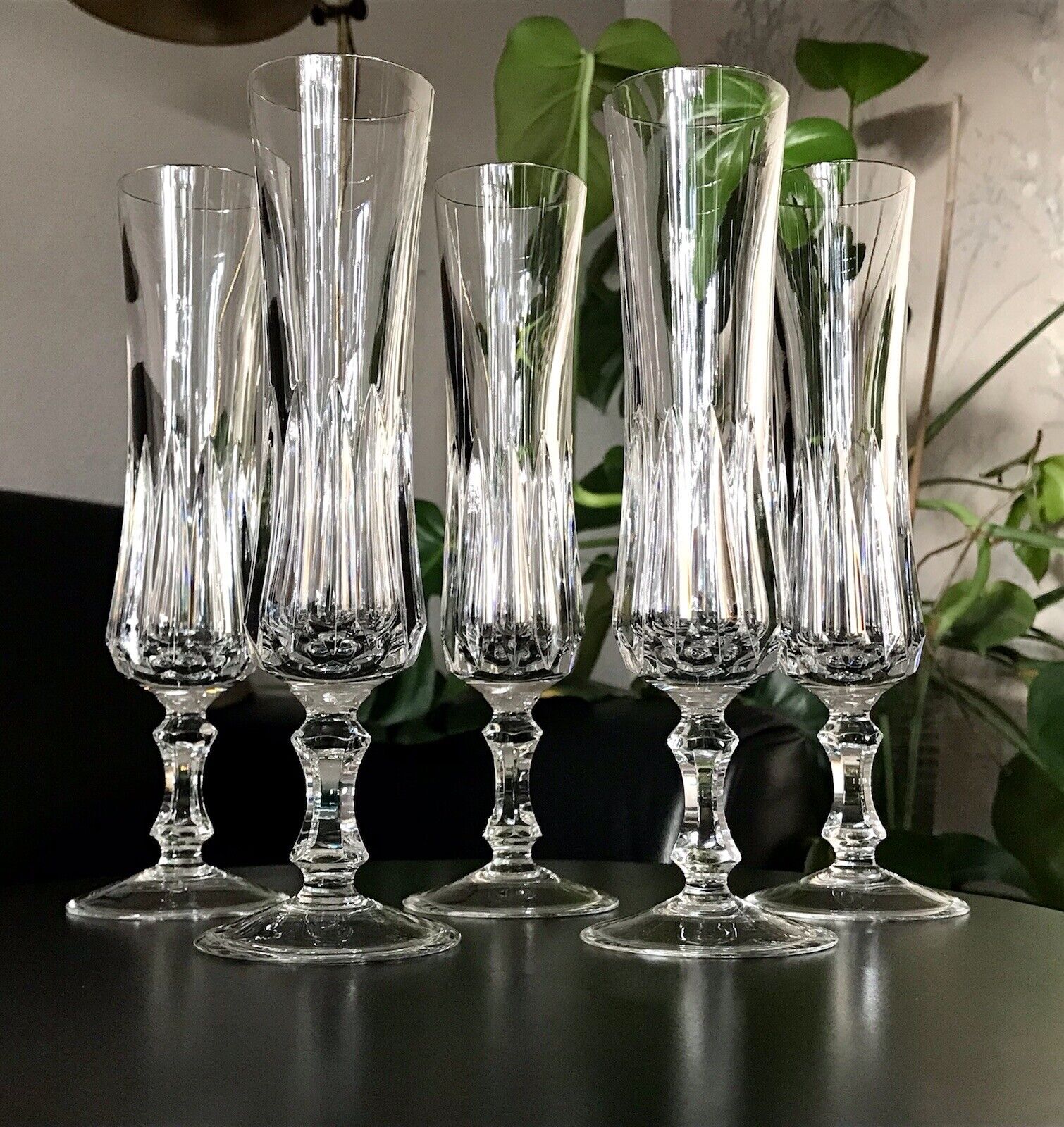 Vintage 5 EDEL Champagner Sektflöten Sektgläser Glas Kristallglas