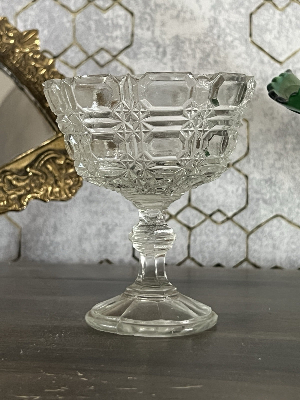 Antik Jugendstil Art Déco Pressglas Glas Fußschale Schale Zuckerschale