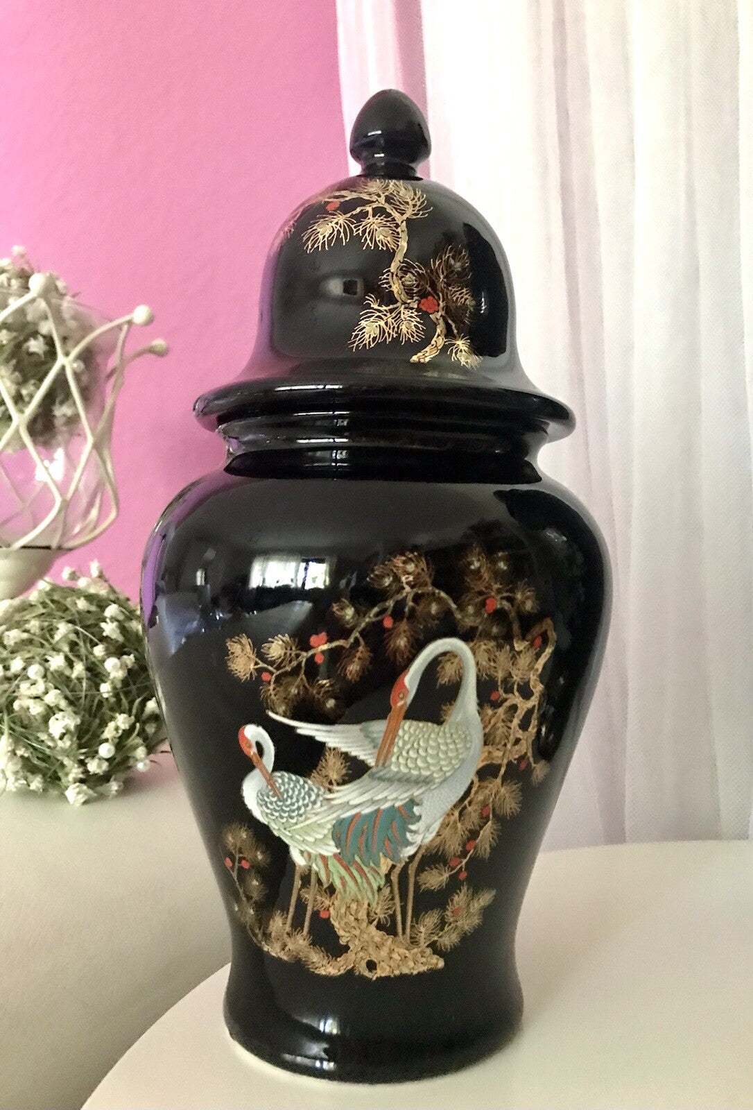 Vintage 1 Porzellan Prunkvase Deckelvase Vase Italien MCModernistisch schwarz