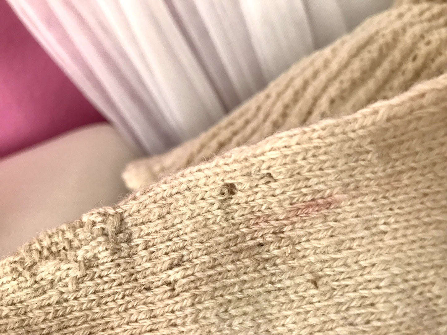 Antik Strümpfe Overkneestrümpfe Schaf-Wolle beige Trachten?
