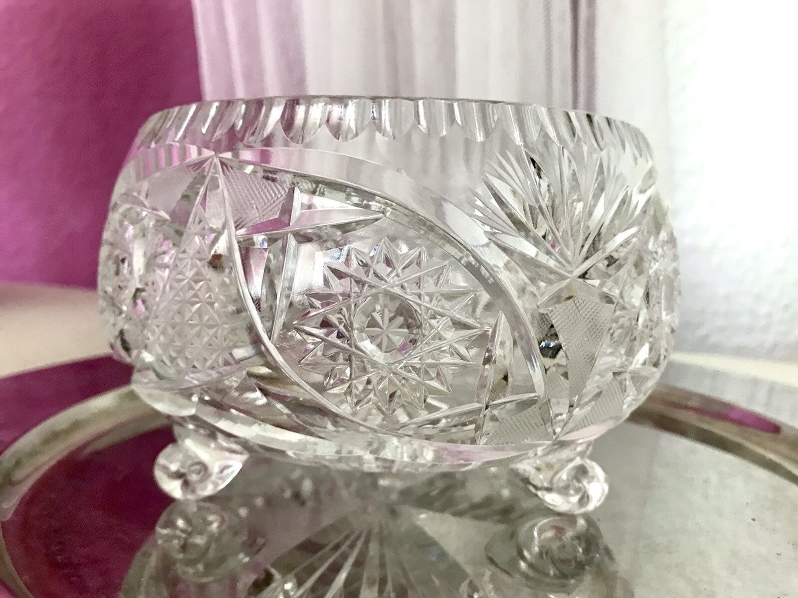 Alt Vintage Bleikristall Bonboniere Schale Glas edel Kristallglas PRL Polen