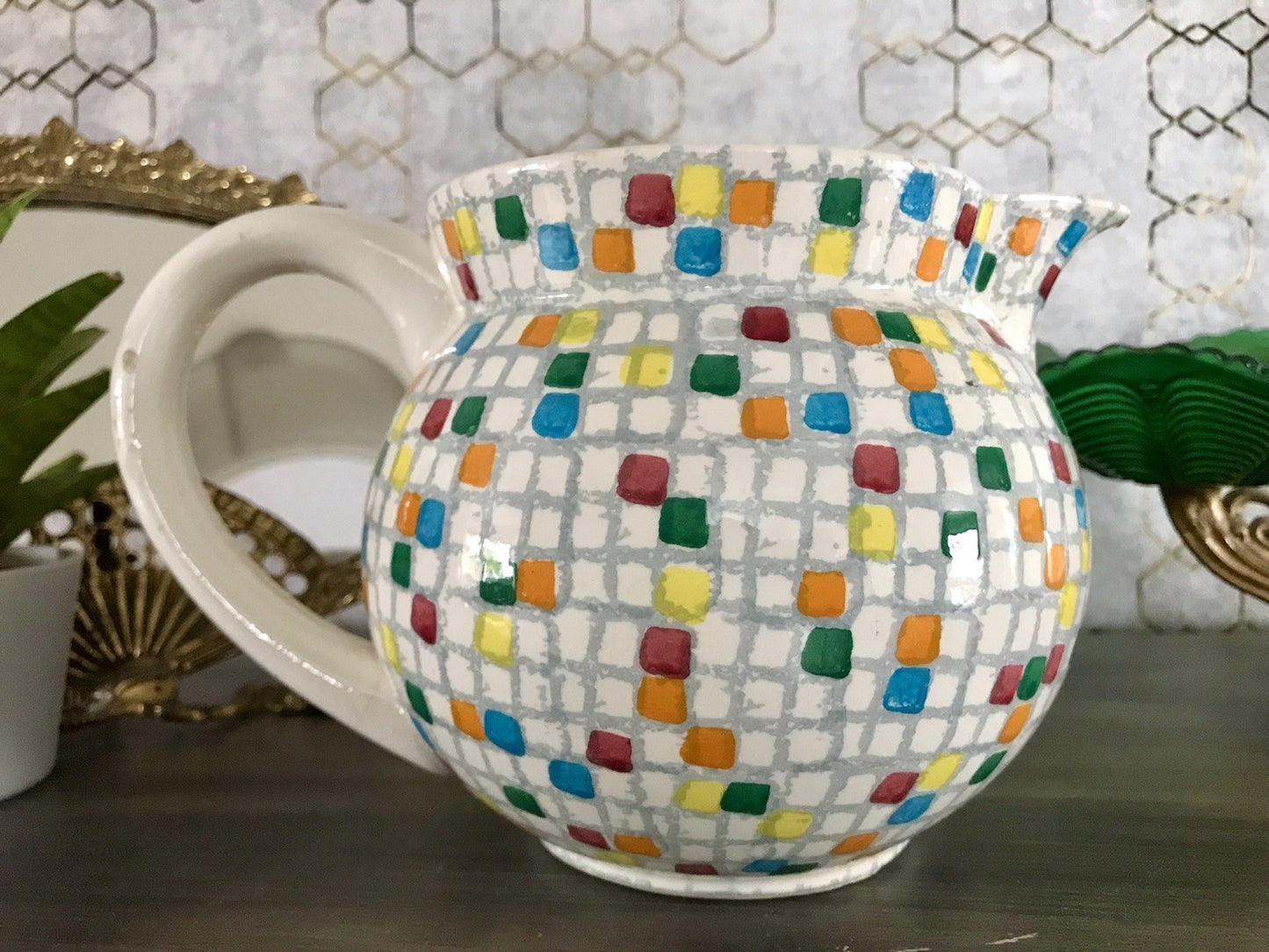 Antik alt Keramik Kanne Krug Schramberg? Dekor Coktail