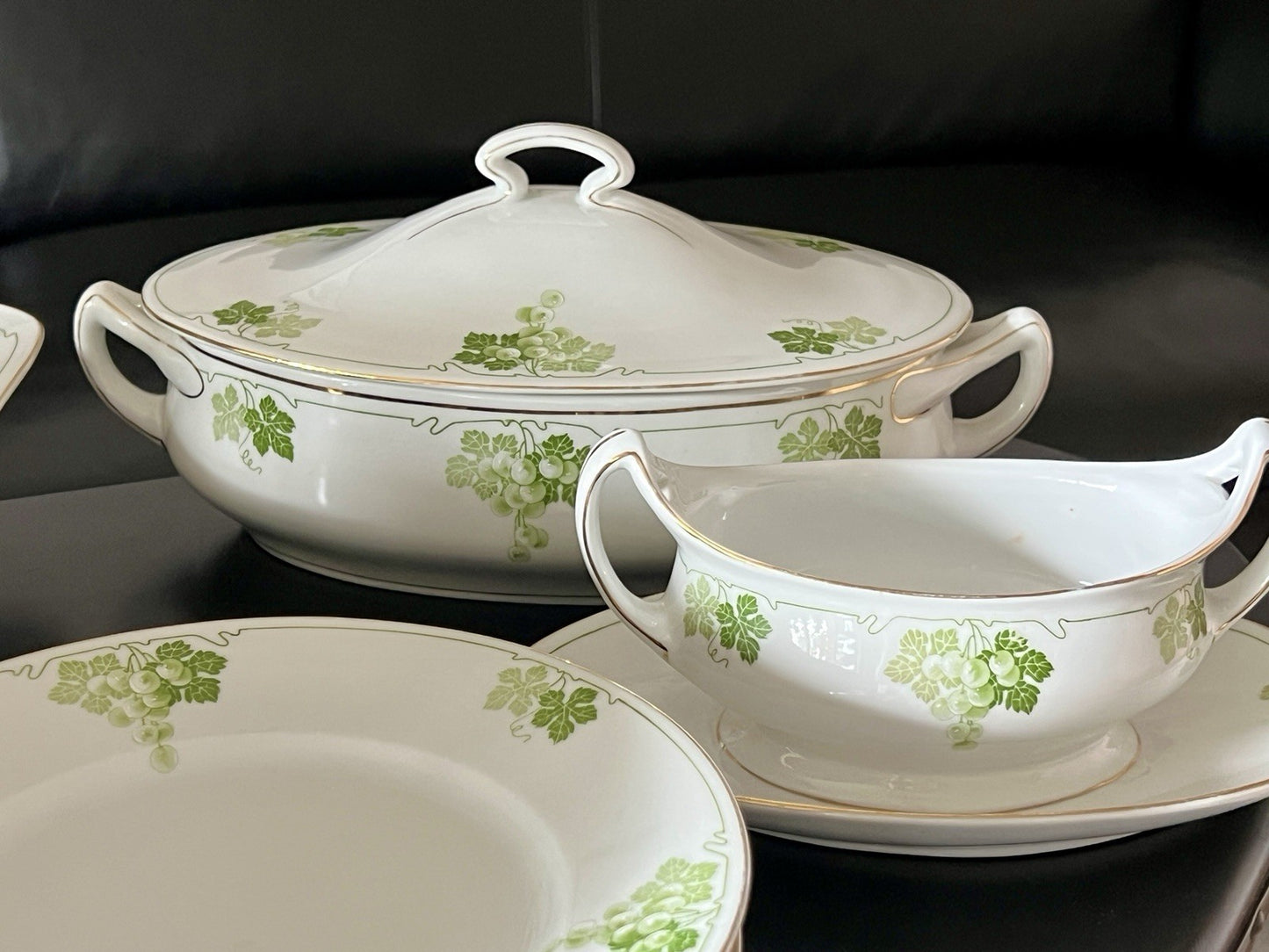Antik Jugendstil Porzellan Tafelservice 11 Pers.- Kästner Saxonia Weinranken