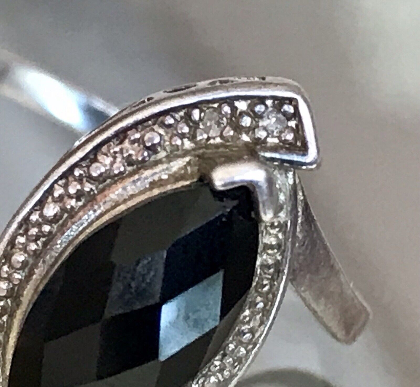 Vintage Onyx? DAMEN RING Silber 925 Gr.55 17,5 Schiffchen