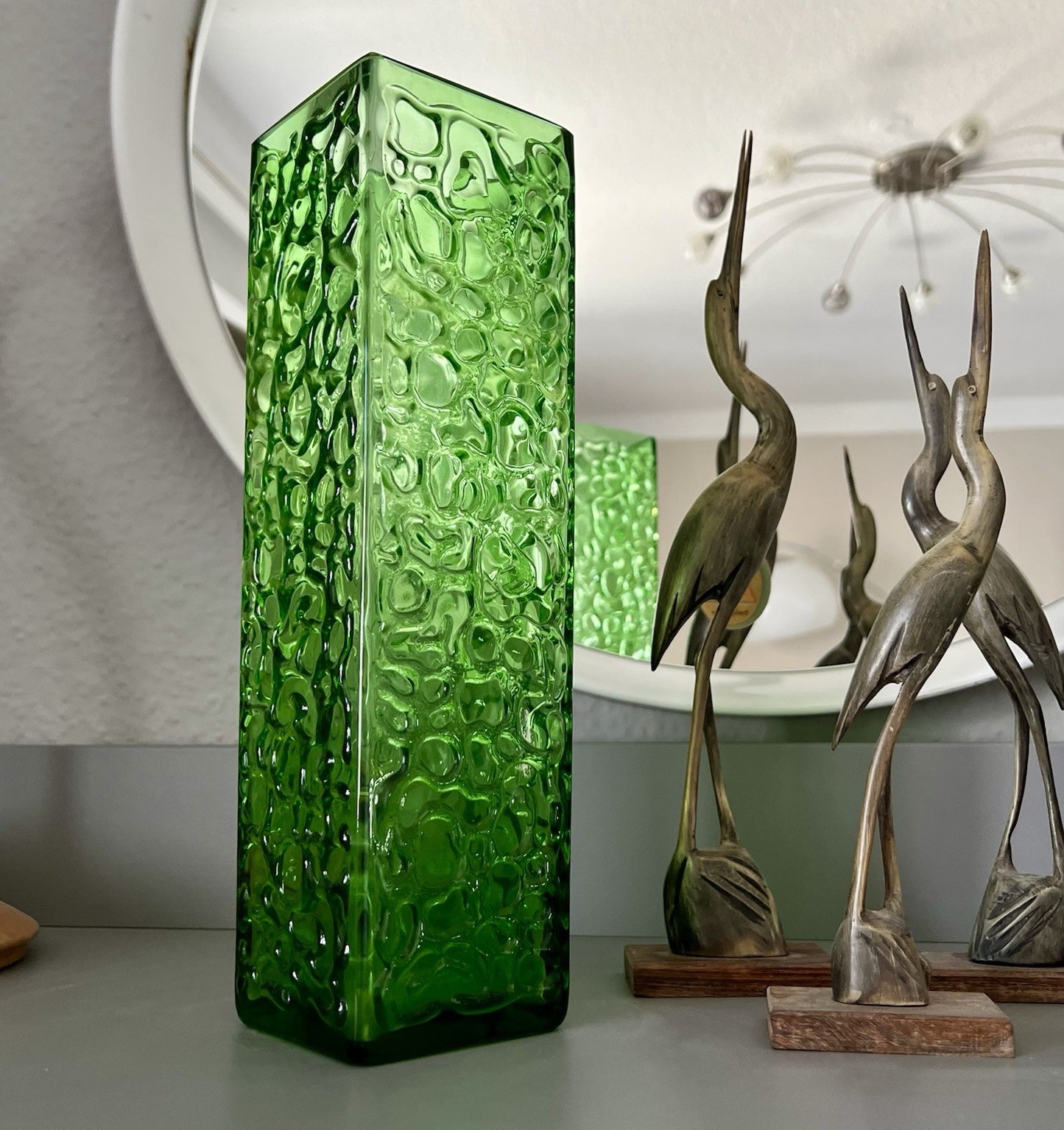 Vintage 60er 70er Design Glasvase Glas GRÜN Vase Bubble Pop Bengt Orup