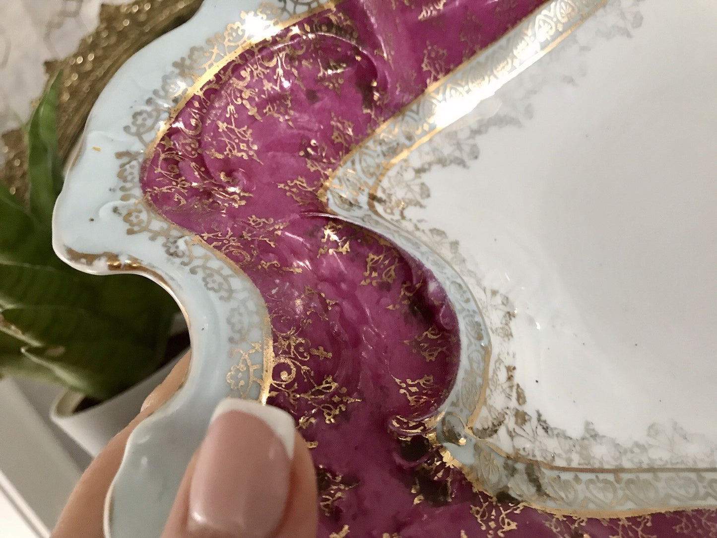 Antik Carl Tielsch Porzellan Schale Zierschale ~ 1870 Maria Leszczynska Porträt