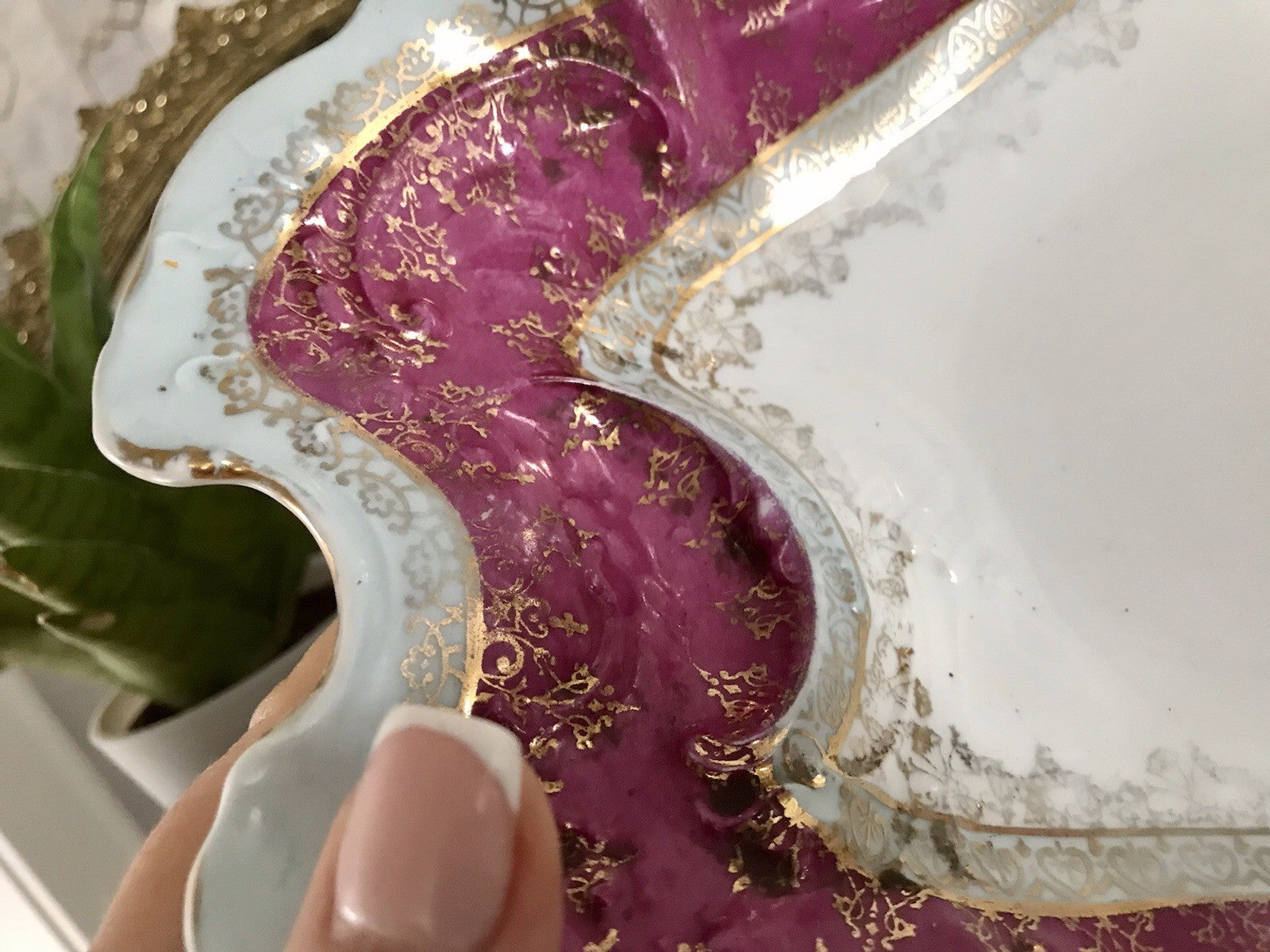 Antik Carl Tielsch Porzellan Schale Zierschale ~ 1870 Maria Leszczynska Porträt