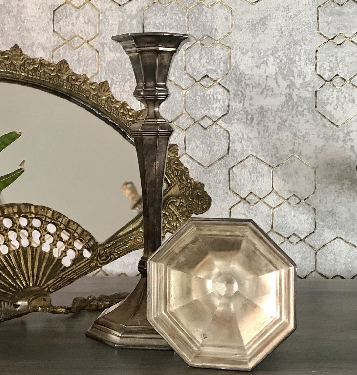 Antik 2 Kerzenleuchter Kerzenständer Art Déco Leuchter versilbert