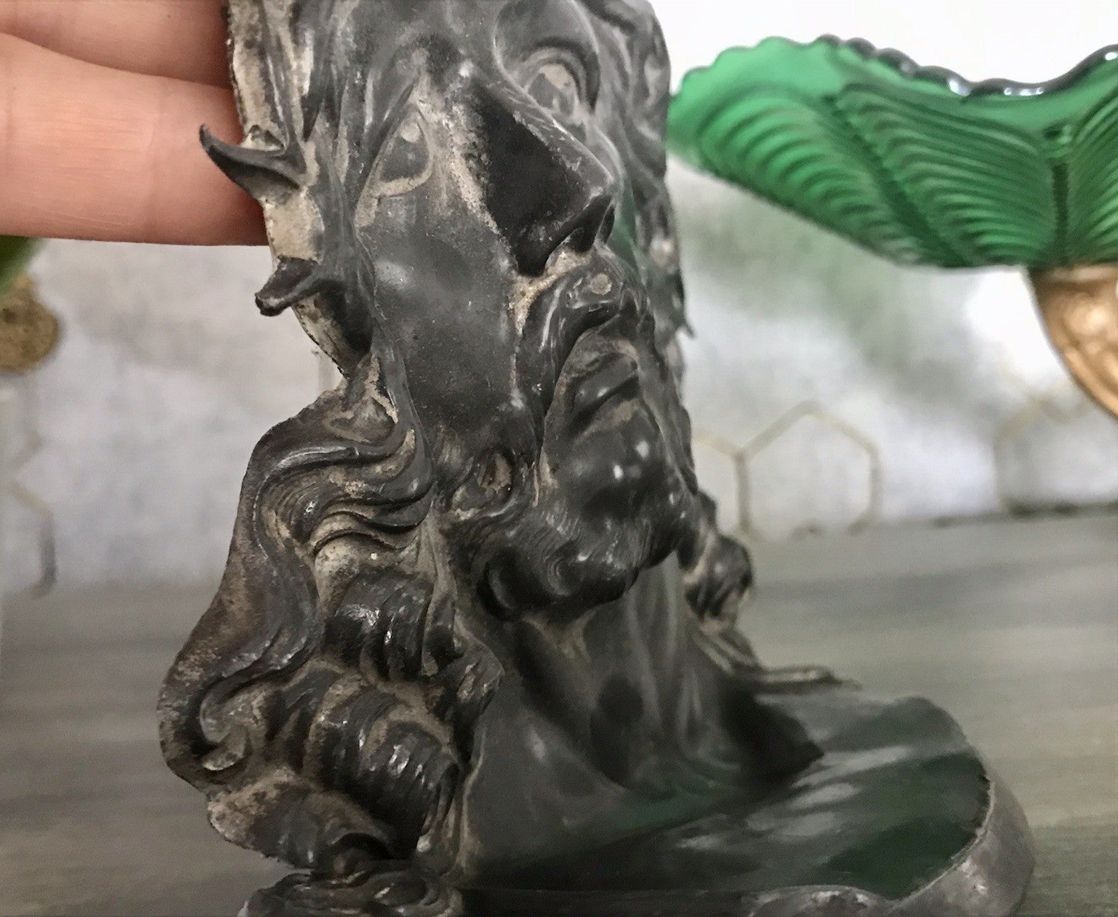 Antik Zinn? Relief Jesus Büste Dornkrone Figur Guss?  schön