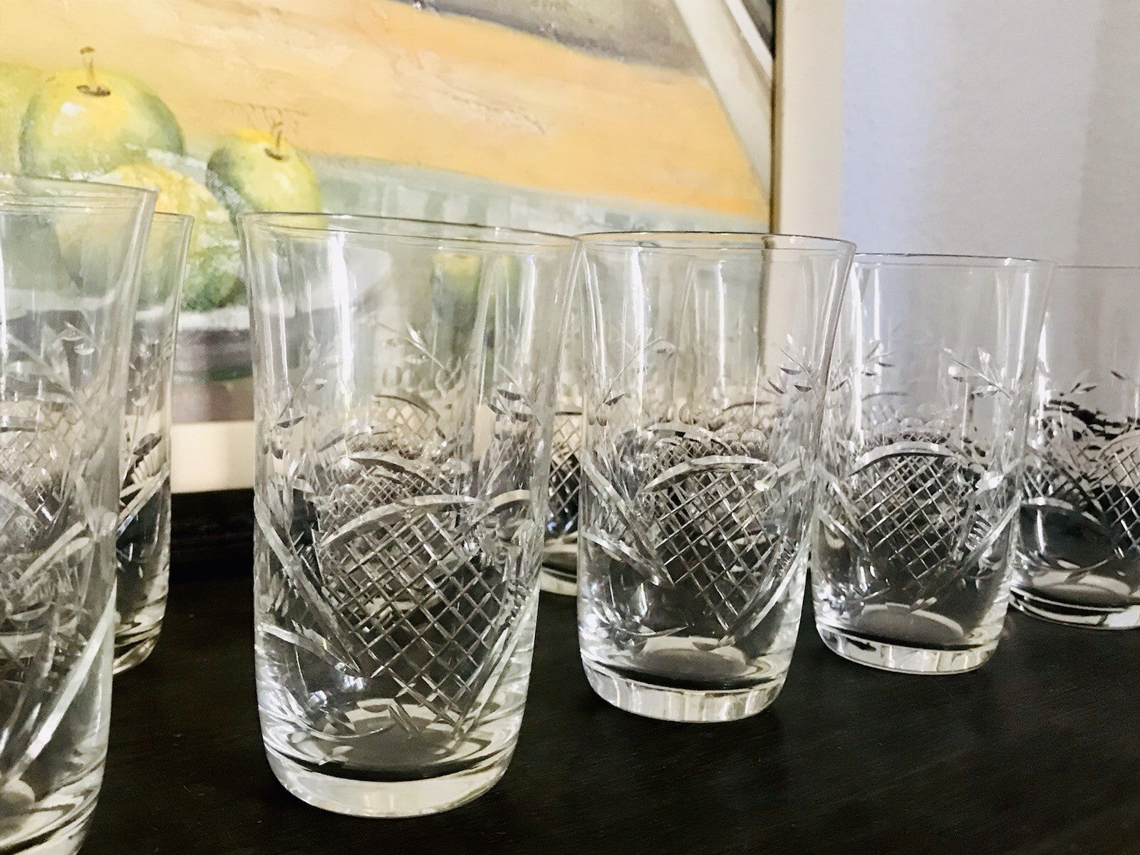 Antik Art Déco EDEL 10 Wassergläser Gläser  Becher Glas Kristallglas geschliffen