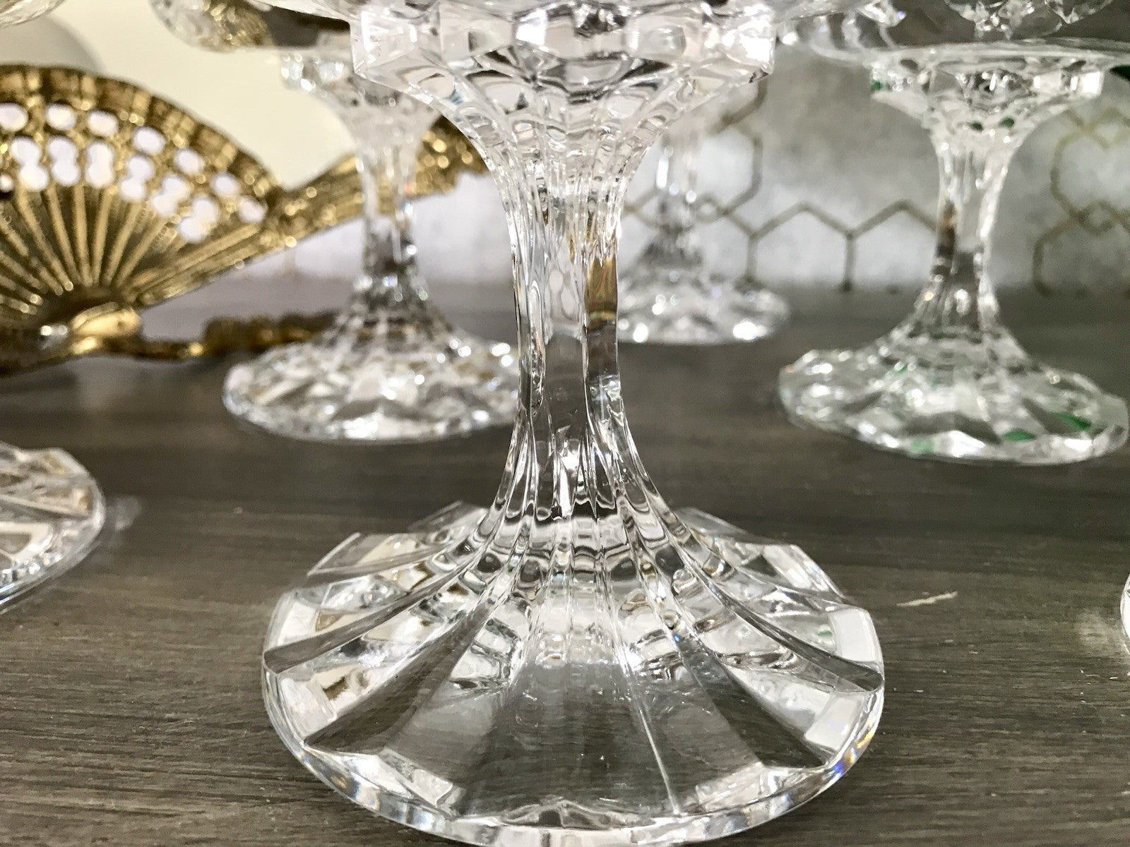 Vintage 6x Champagnerschalen Sektschalen Kristallglas Schliff Bleikristall