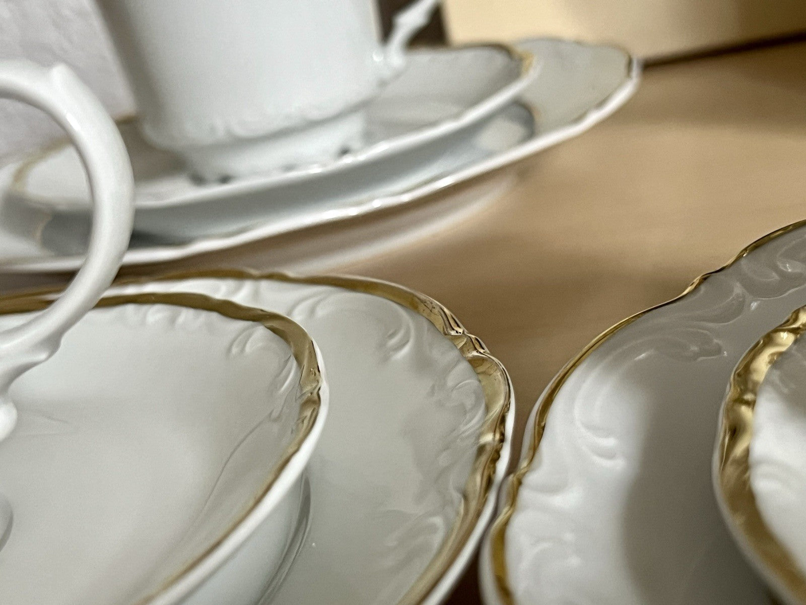 Vintage klassisches  Mitterteich Porzellan Kaffeeservice weiß gold 12 Pers. WOW!