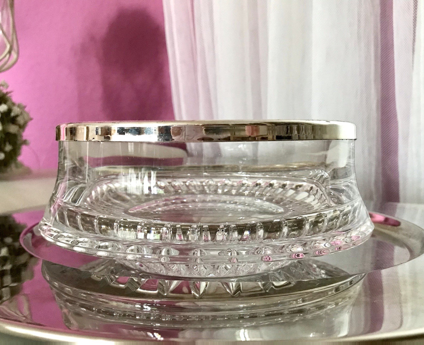 Vintage Nachtmann Glasschale Schale Glas versilberter Rand Bleikristall Europa
