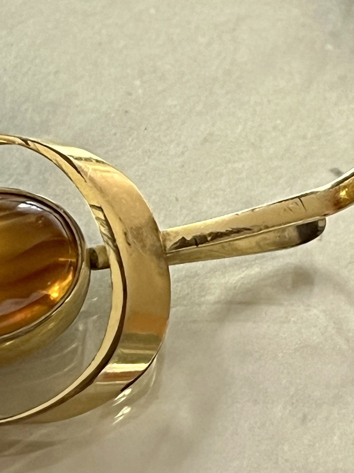 Vintage Designer Anhänger brauner Stein Amerik. Doublè vergoldet Tigerauge?