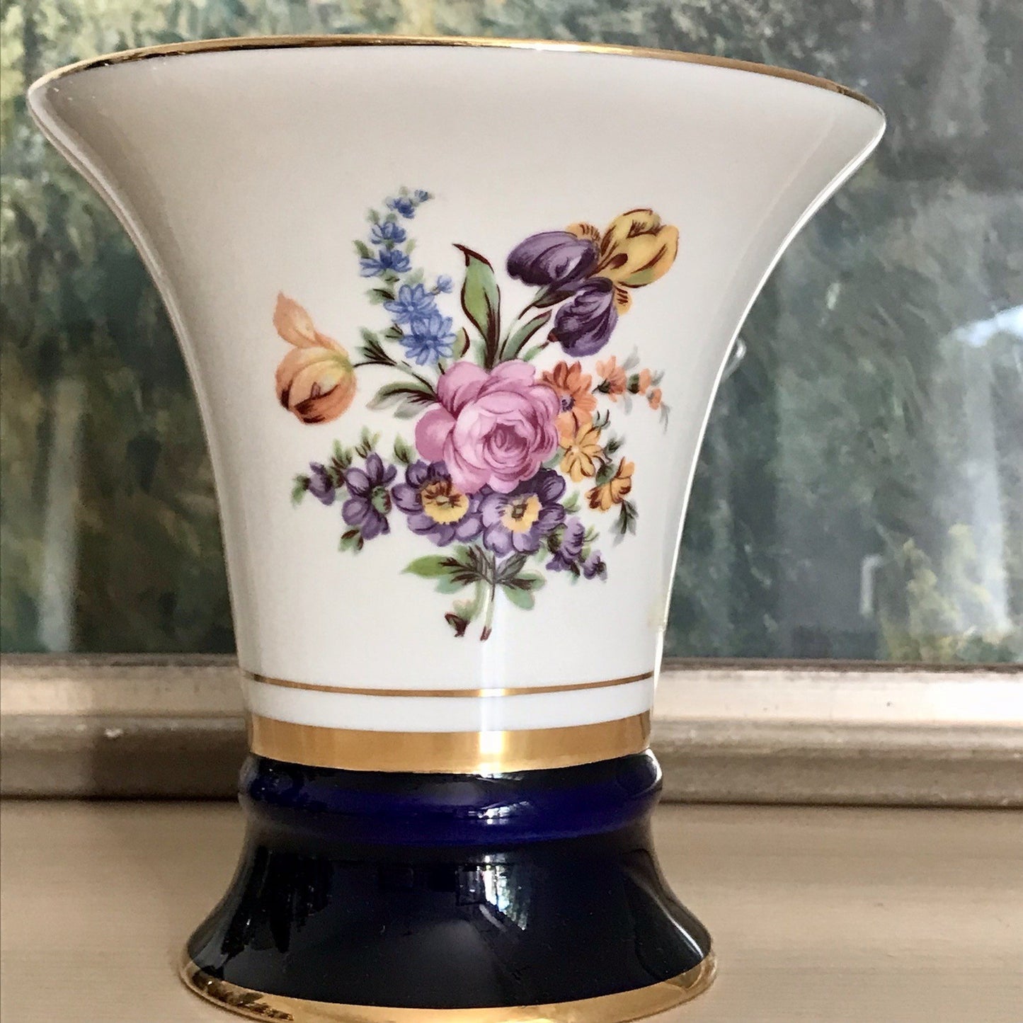 Vintage Alt Porzellan Prunkvase Vase Echt Kobalt blau Royal Dux Porzellan Böhmen