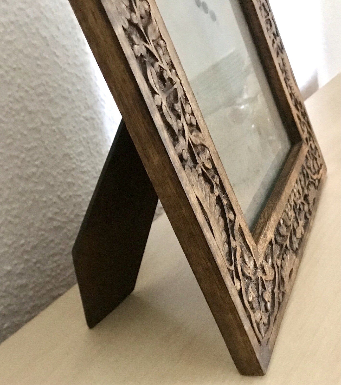Mango Holz Bilderrahmen Stilvoll Kolonial Stil Stellen Hängen geschnitzt braun