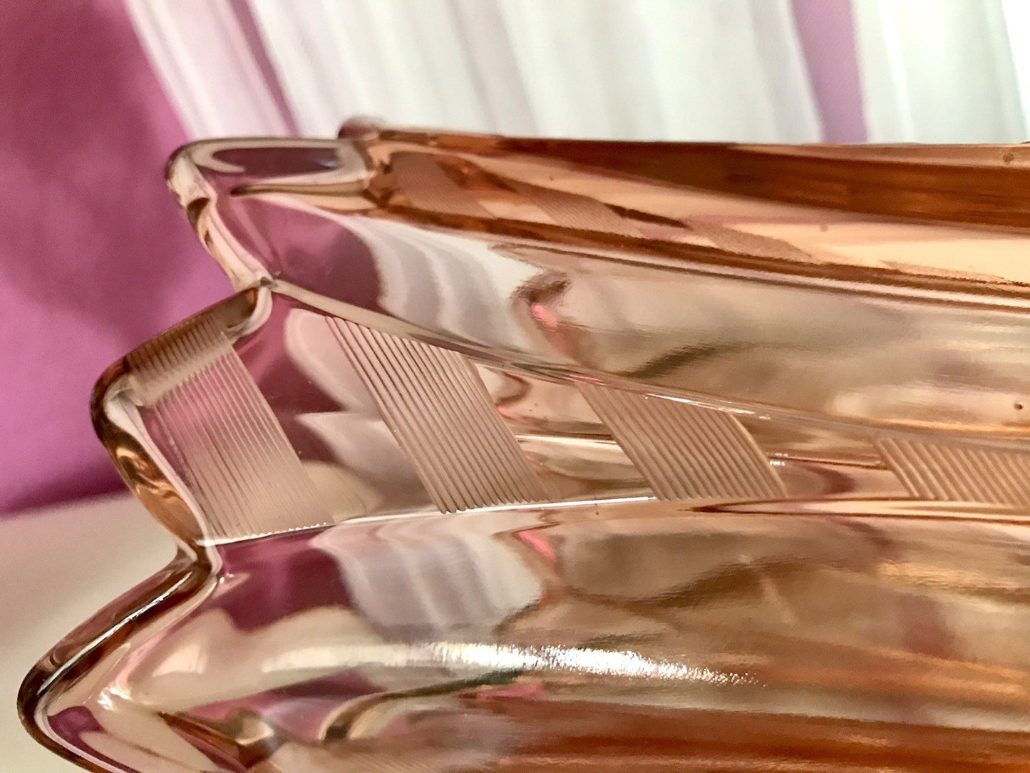Antik Art Déco Vase Glasvase Pressglas Glas Rosalin rosa Blumenvase Schwepnitz