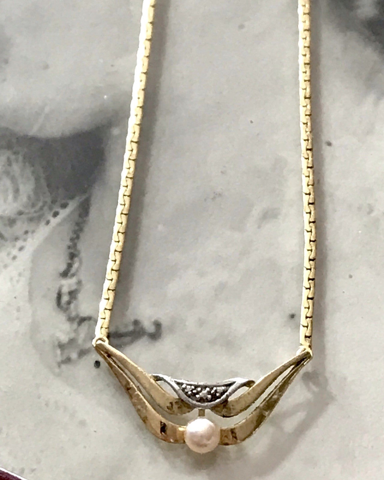 Vintage Amerik. Doublè vergoldet Schmuck Kette Halskette Collier Perle