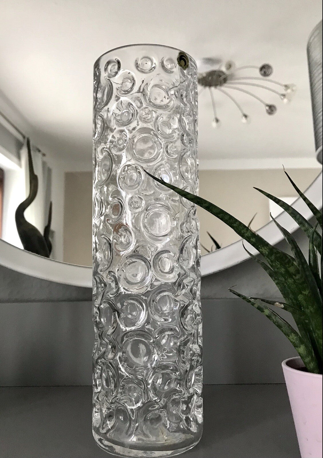 Vintage 60er 70er Design hohe Glasvase Glas Vase Bubble Op Art Hirschberg