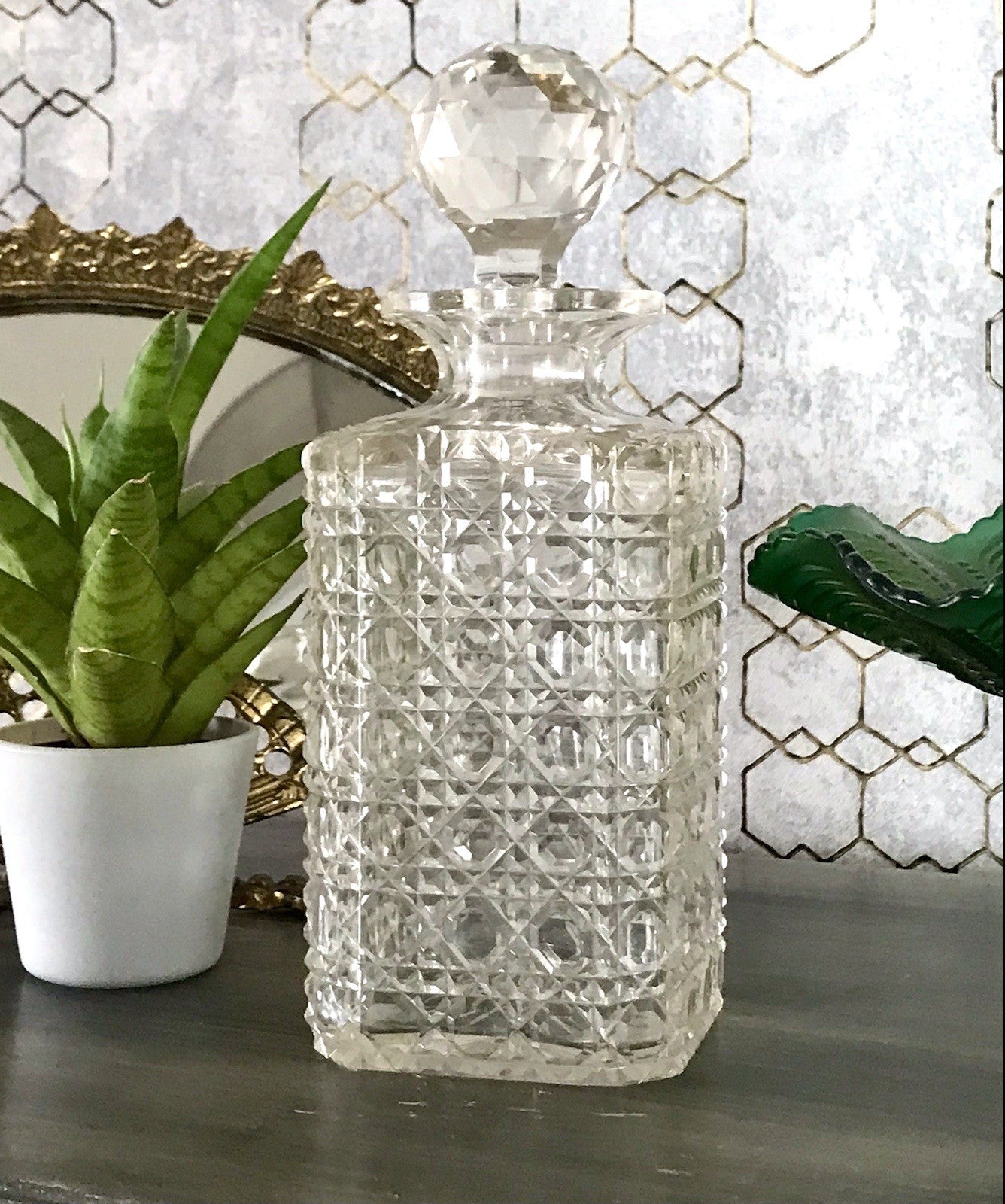 Antik ~1890 Baccarat 1x Glaskaraffe Karaffe Schnitt Bleikristall Edel! Dekanter