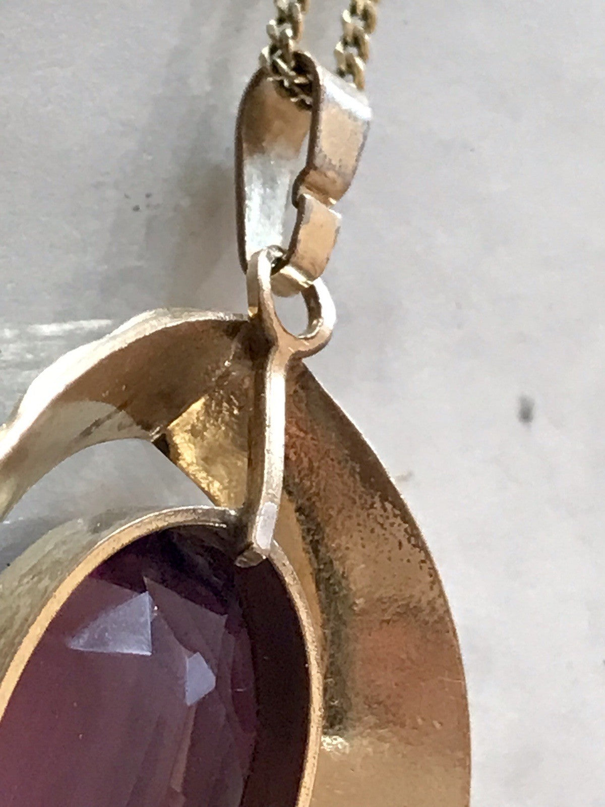 Vintage Designer Anhänger lila Stein Amethyst? Amerik. Doublè vergoldet