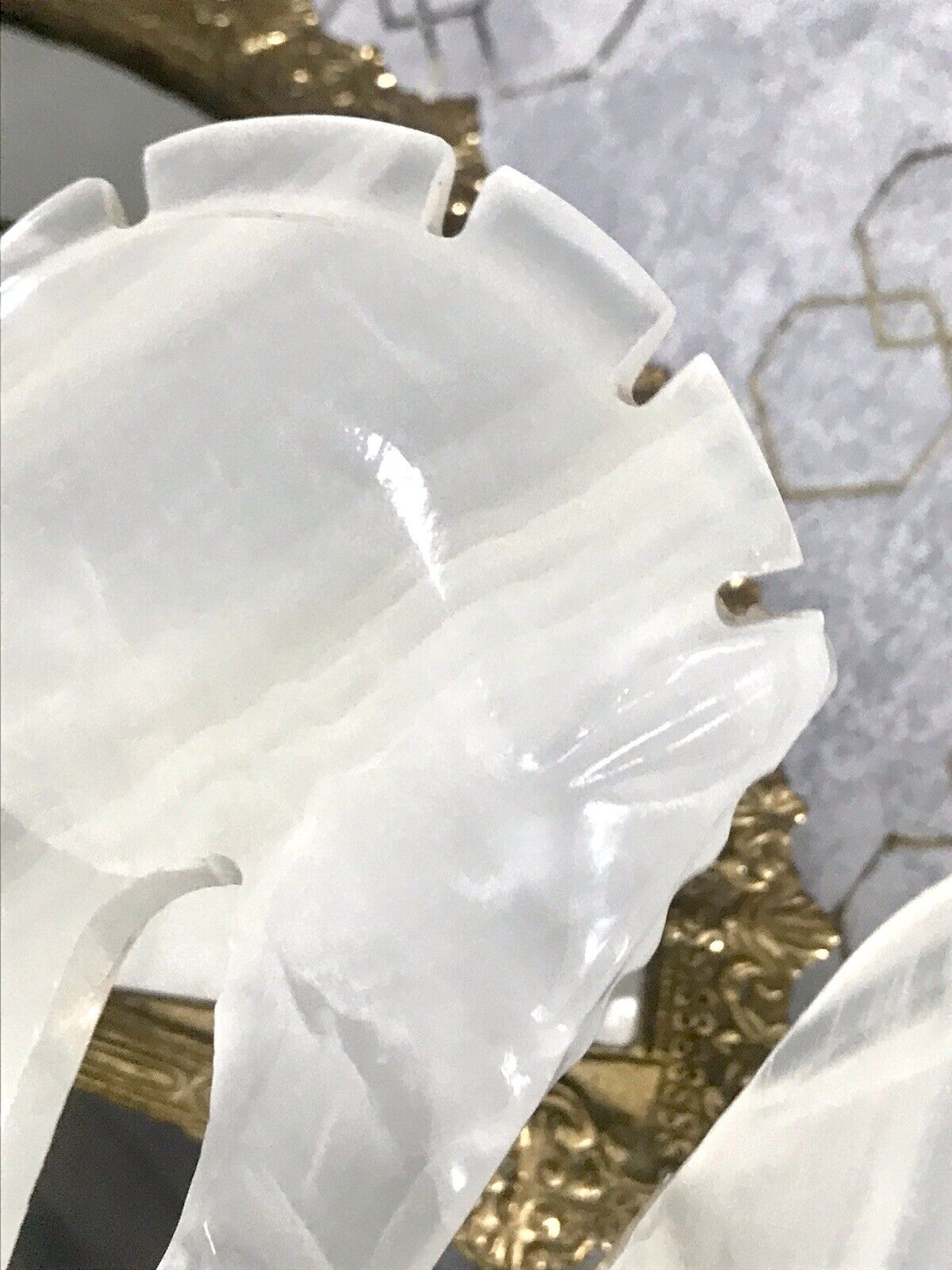 Vintage Alabaster 2 Buchstützen  weißer Onyx wundervoll! 60er 70er