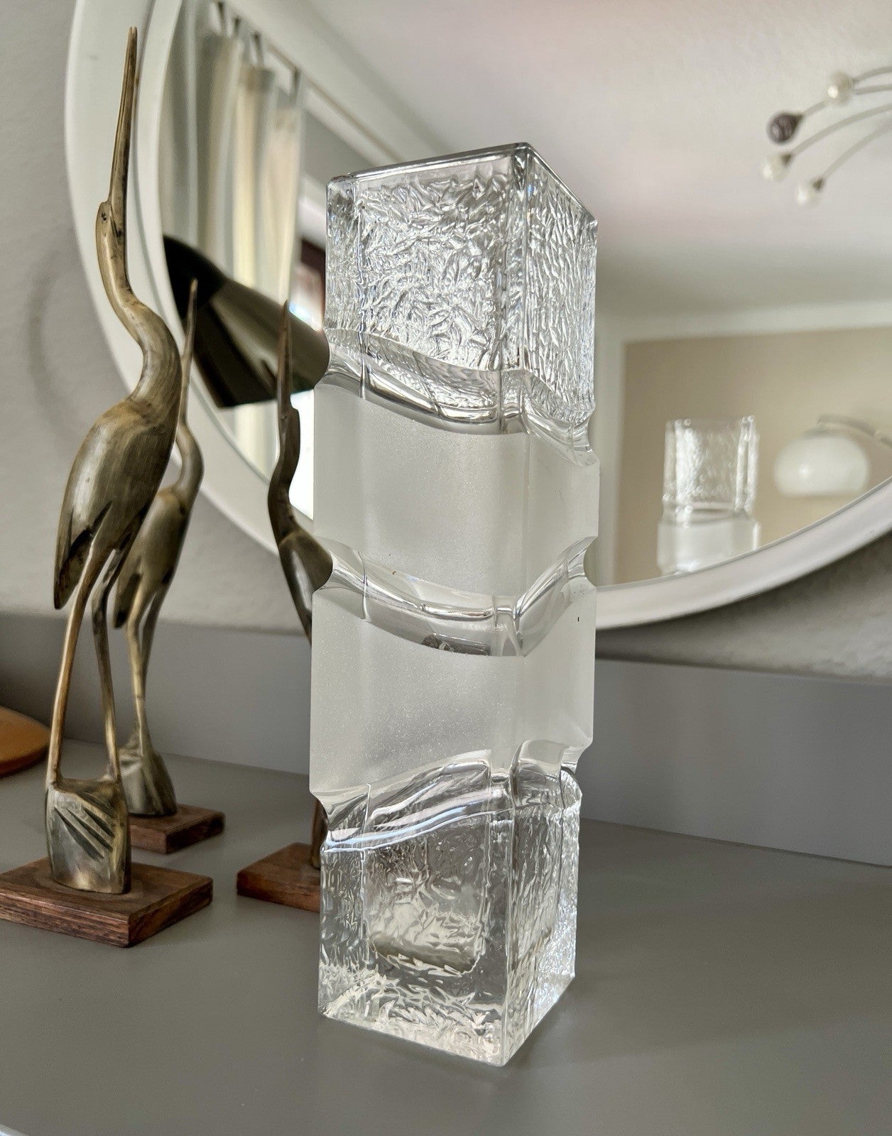 Vintage Peill&Putzler 60er 70er Glas Vase Blockvase Glasvase Polar schwer