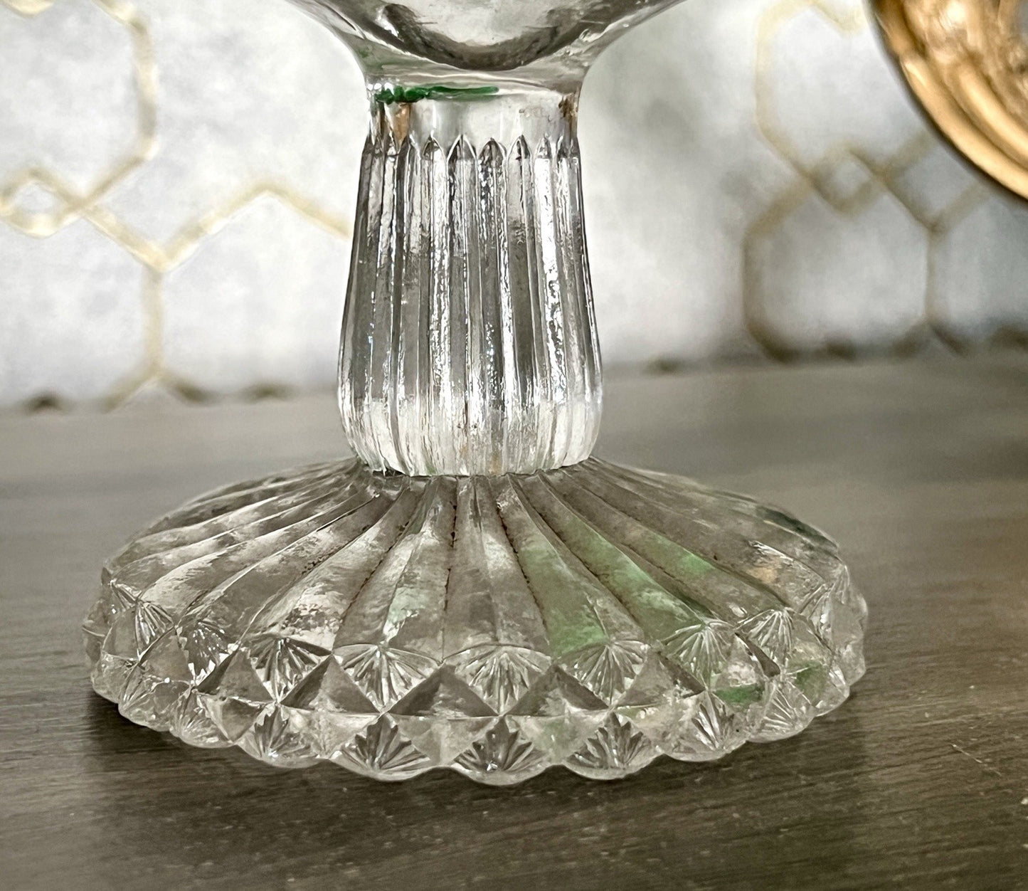 Antik Jugendstil Art Deco Pressglas Glas Fußschale Schale Zuckerschale