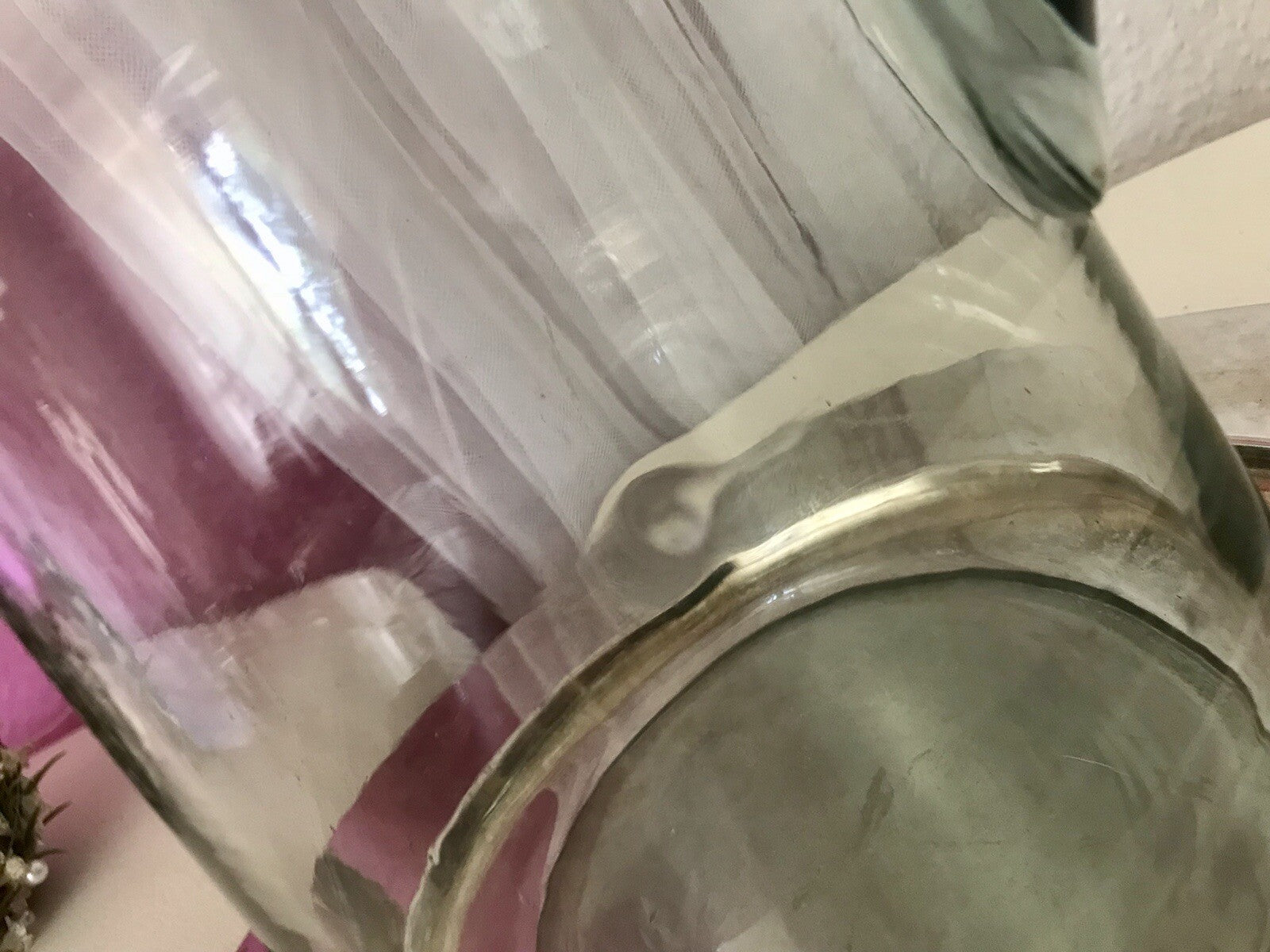 Antik groß Krug Glas Karaffe Kanne Wasserkrug Glas mundgeblasen light türkis