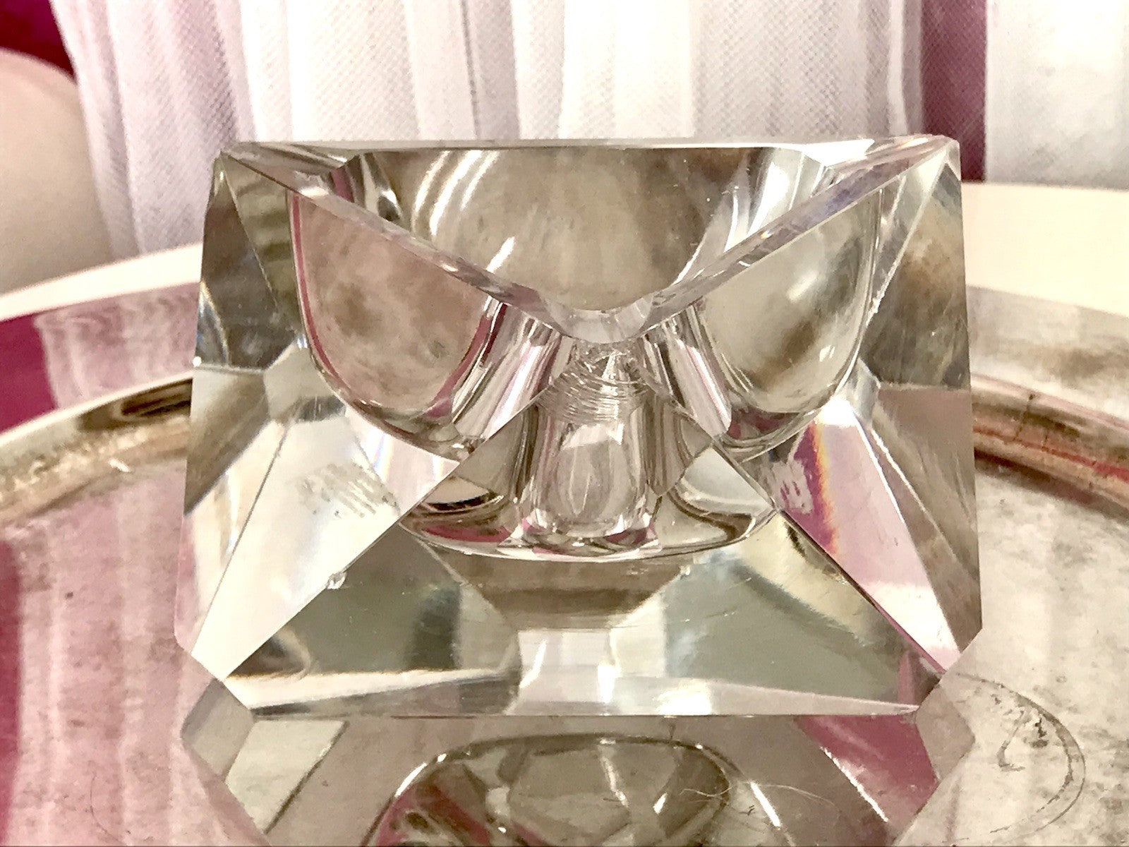 Art Déco Aschenbecher Designer  Ascher farblos Kristallglas EDEL Franz Burkert?