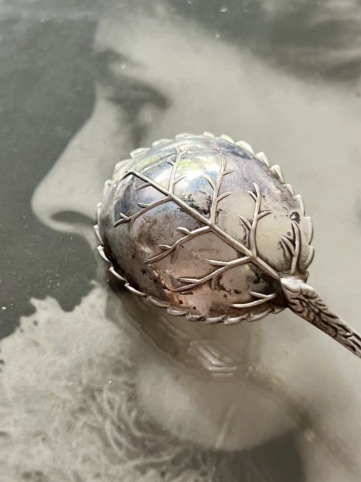 Antik Alt Zucker Löffel 800 Silber 10,49g Hildesheimer Rose Blatt-Laffe