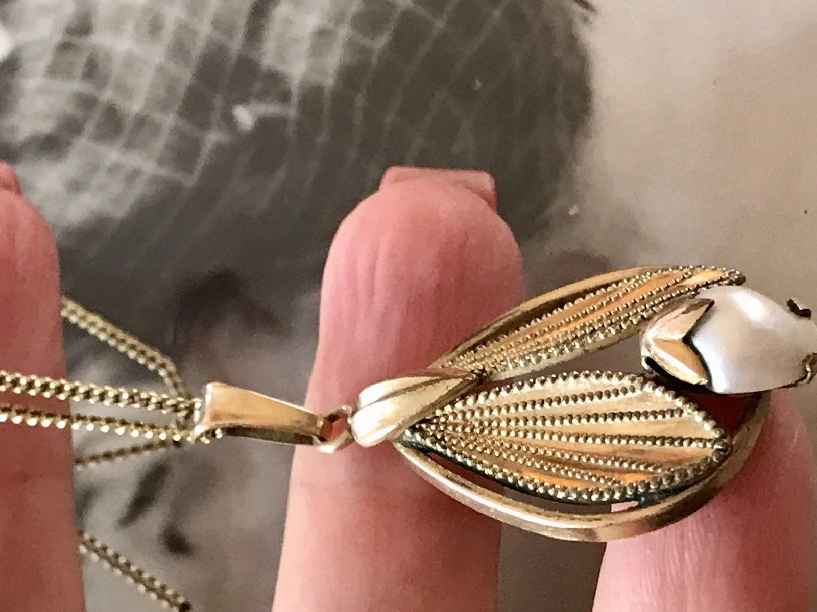 Vintage Designer Anhänger Perle Amerik. Doublè vergoldet