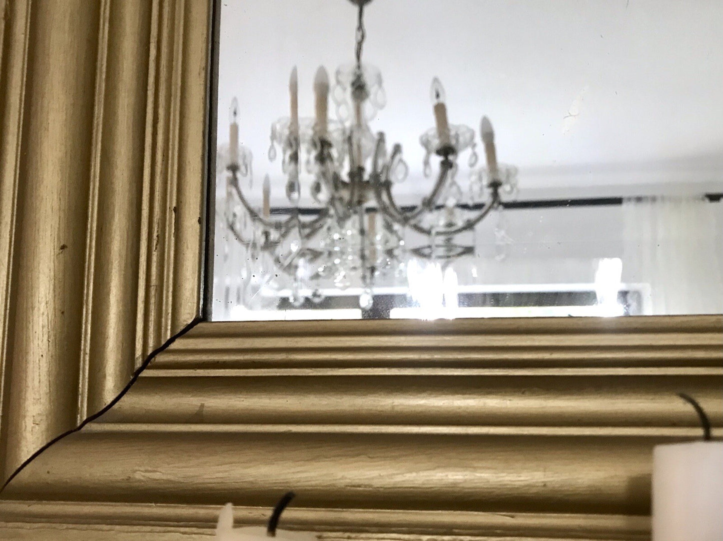 Antik Spiegel facettiert 1900-20 Jugendstil Art Déco Weichholz Wandspiegel gold
