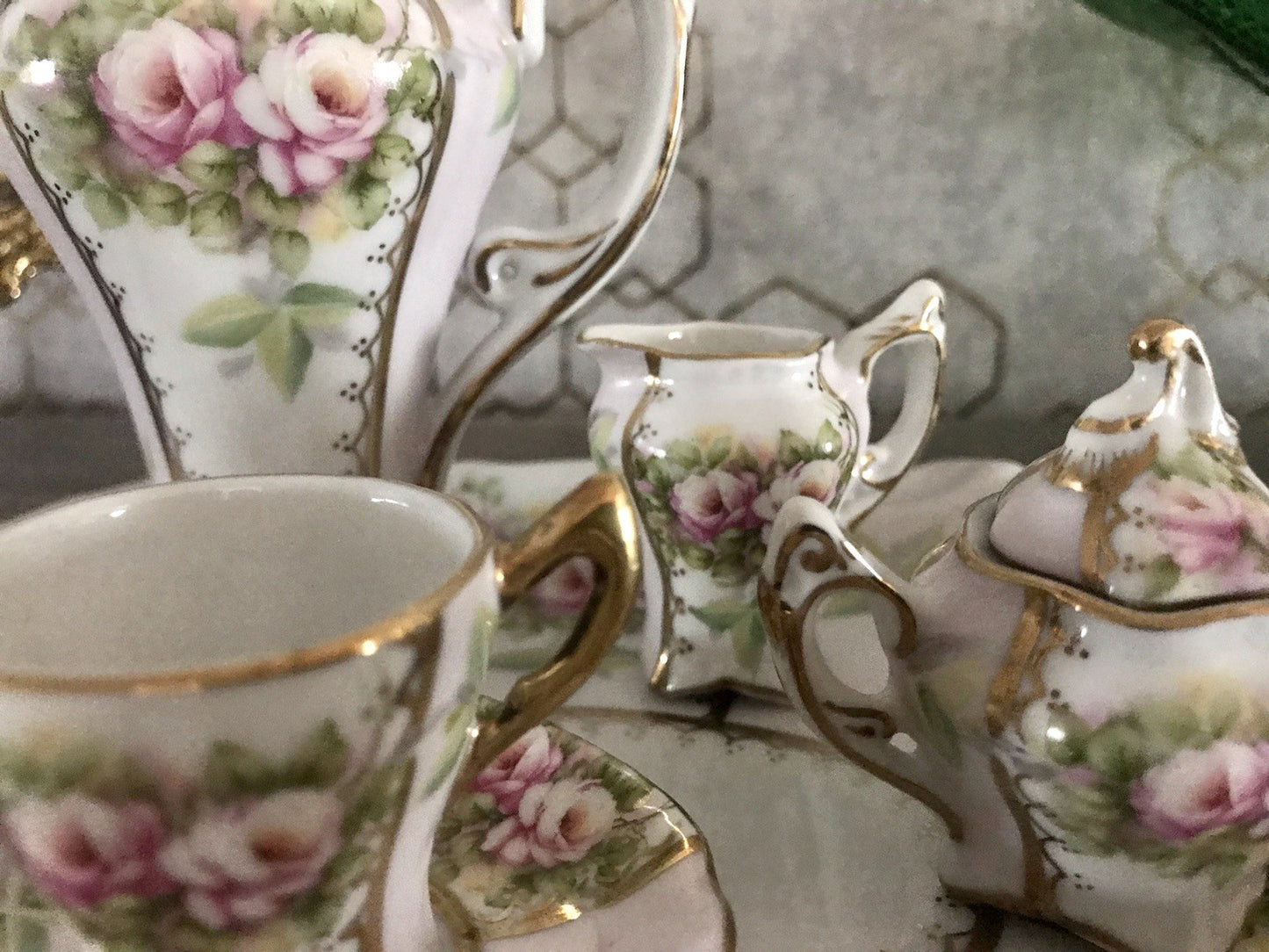 Replik Puppenservice Porzellan Kaffeeservice Geschirr Miniatur MO Othengrafen