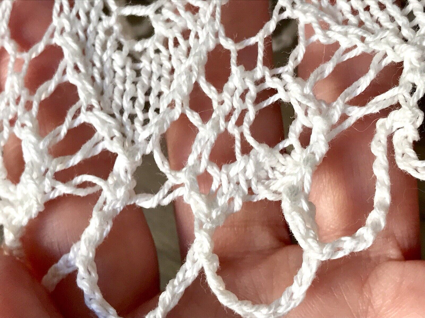 Antik alt Spitze weiß Tischdecke rund 57 cm Baumwolle gestrickt  So Schön!