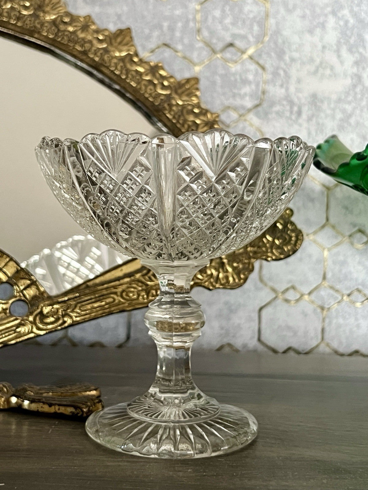 Antik Jugendstil Art Déco Pressglas Glas Fußschale Schale Zuckerschale