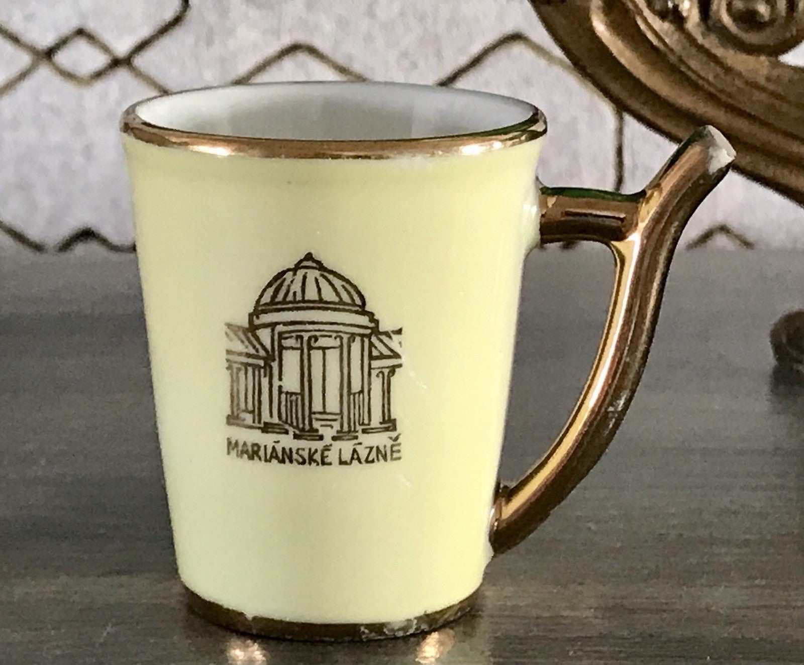 Antik Porzellan Andenken Becher Kurbecher Tasse Marianske Lazne