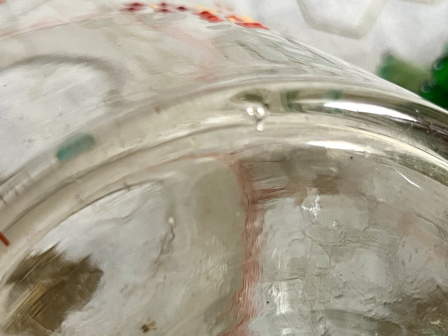 Antik GROẞ Vase Glasvase Art Déco teils satiniert bunte Malerei markant 1930er