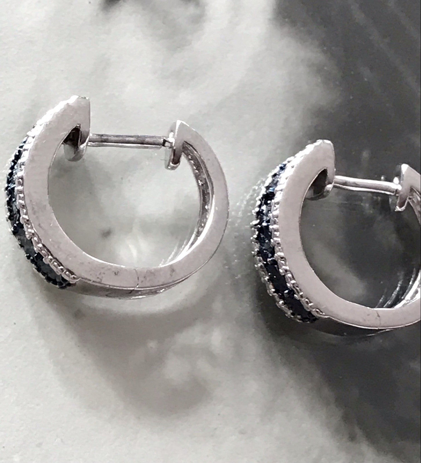 Ohrringe 925 Silber Creole Klappcreolen blaue Steine Saphire? Edel HN