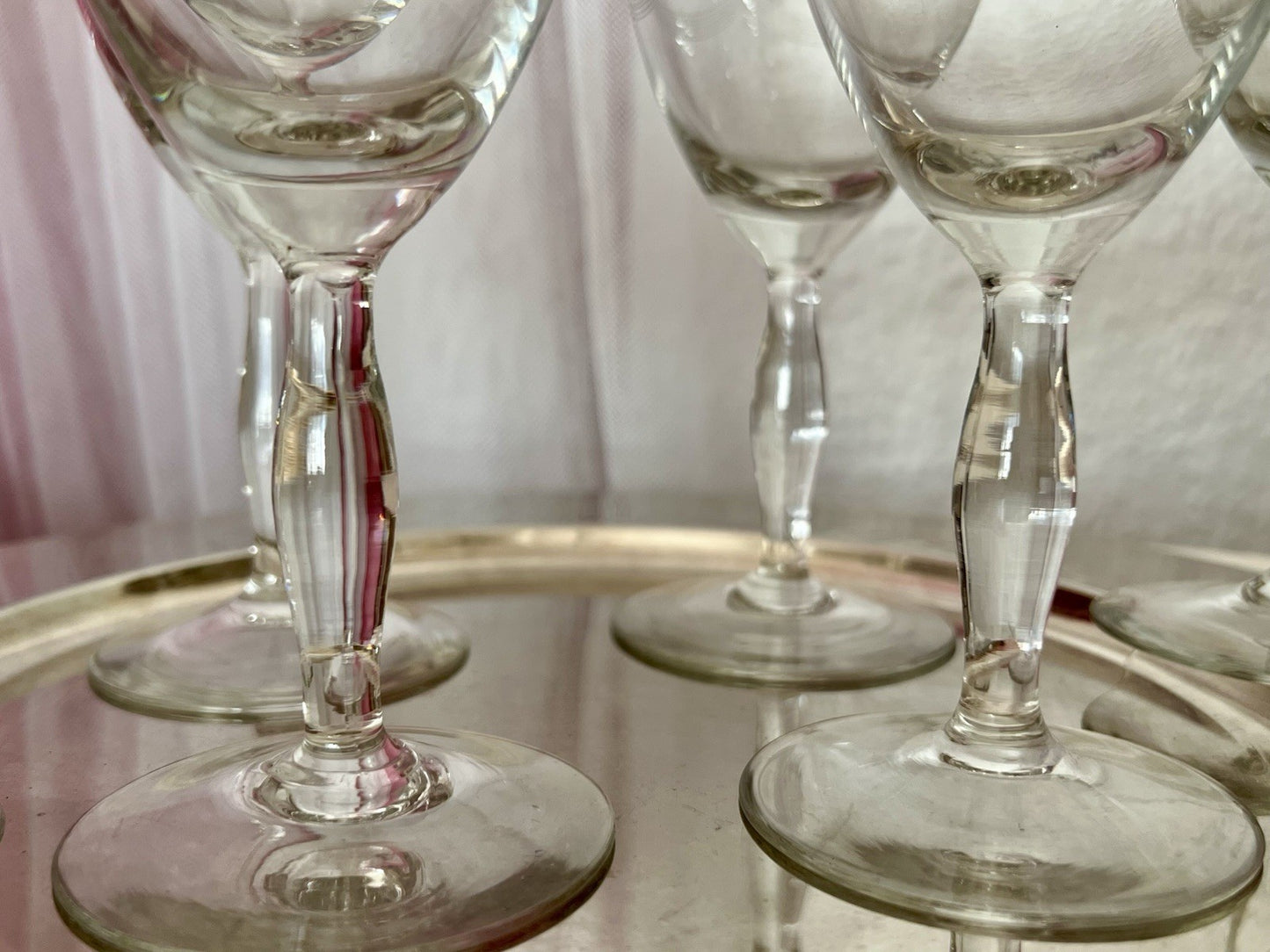 Antik 6 Weingläser Glas So Schön! guillochierte  Borte Edel