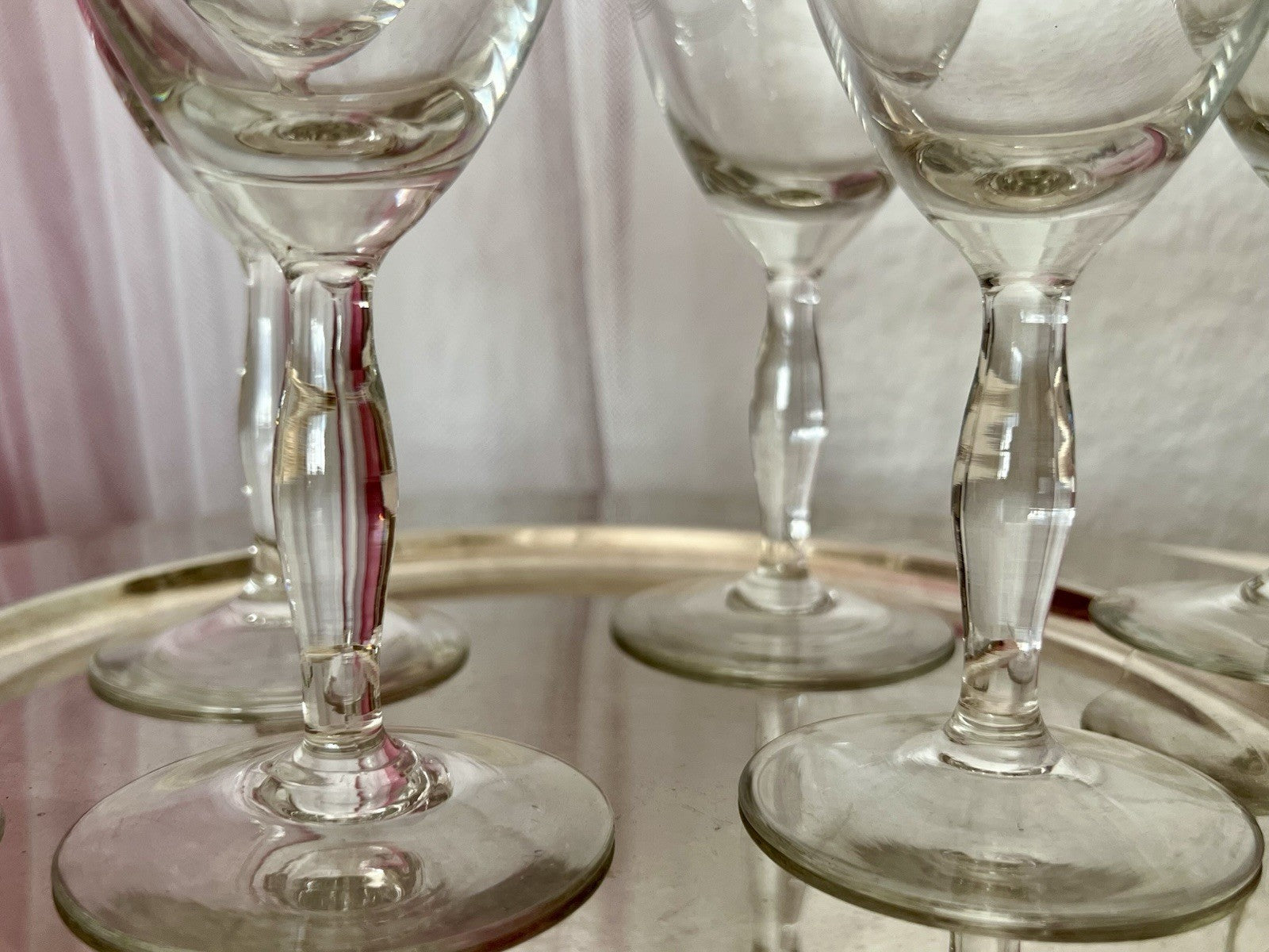 Antik 6 Weingläser Glas So Schön! guillochierte  Borte Edel
