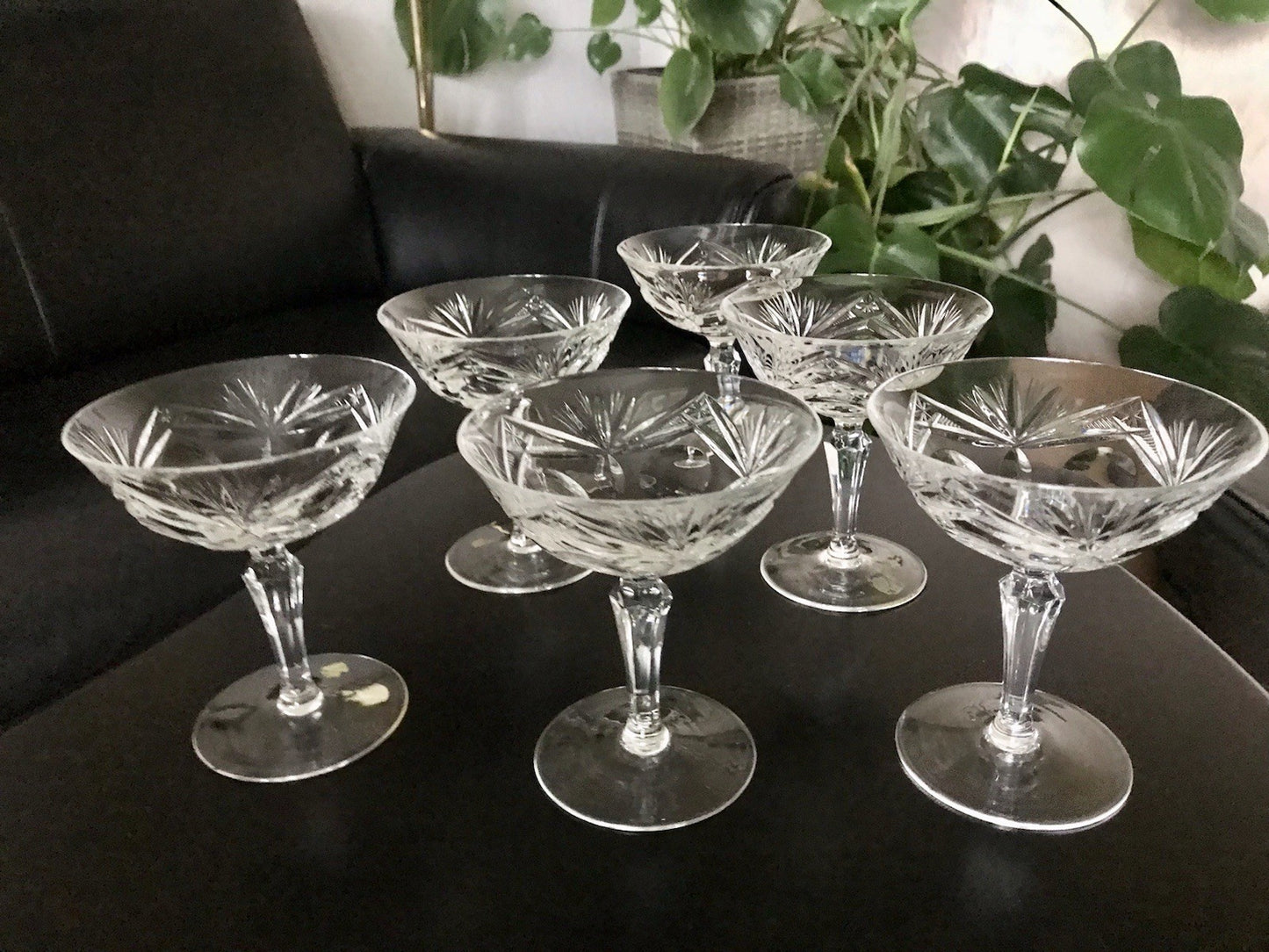 Vintage 6 Champagnerschalen Sektschalen Kristallglas Bleikristall Nachtmann