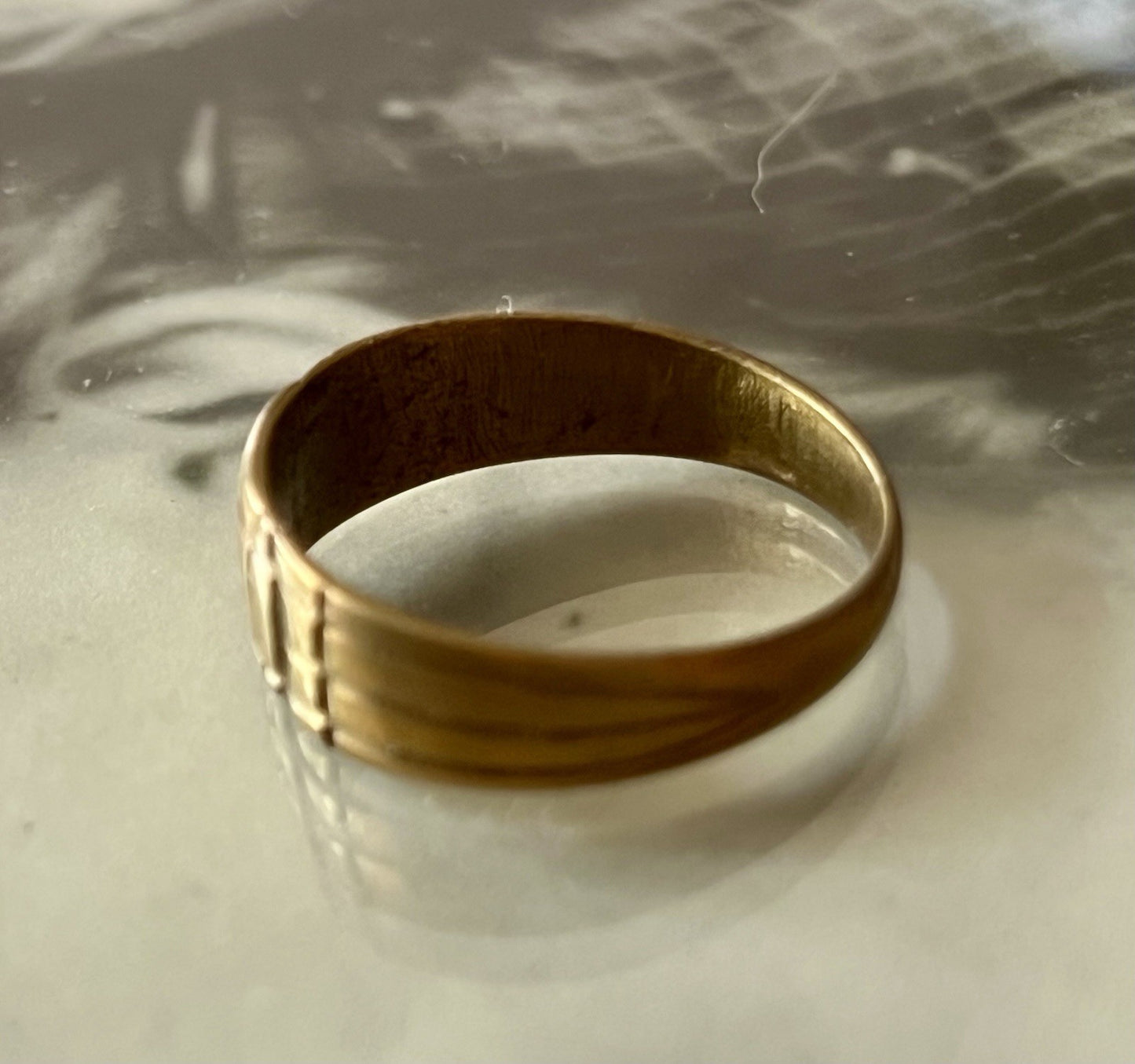 Antik? Vintage Art Déco Herren RING Siegelring Messing?  ~Gr.65/66