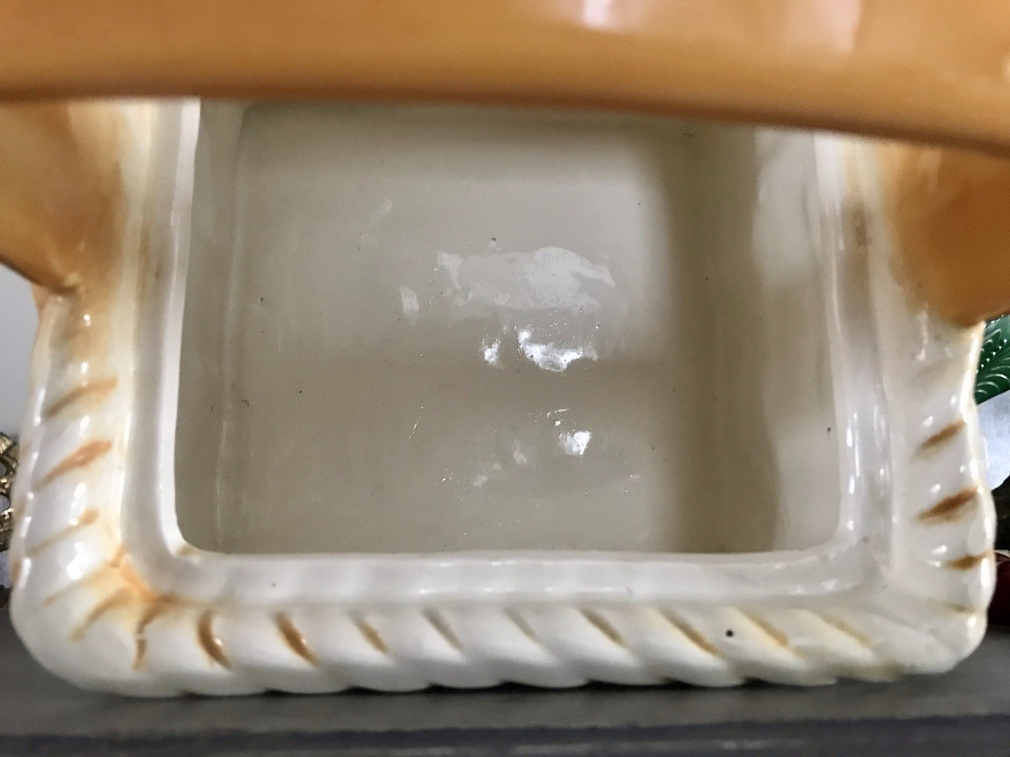 Antik Sarreguemines France Majolika Keramik  Korb Zierschale Schale Obstkorb