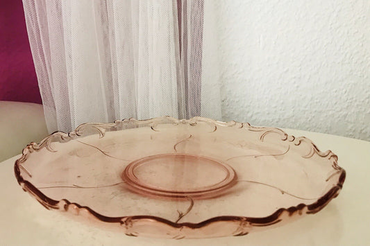 Rosalin Kuchenplatte Kuchenteller Art Déco Schale Pressglas Glasschale